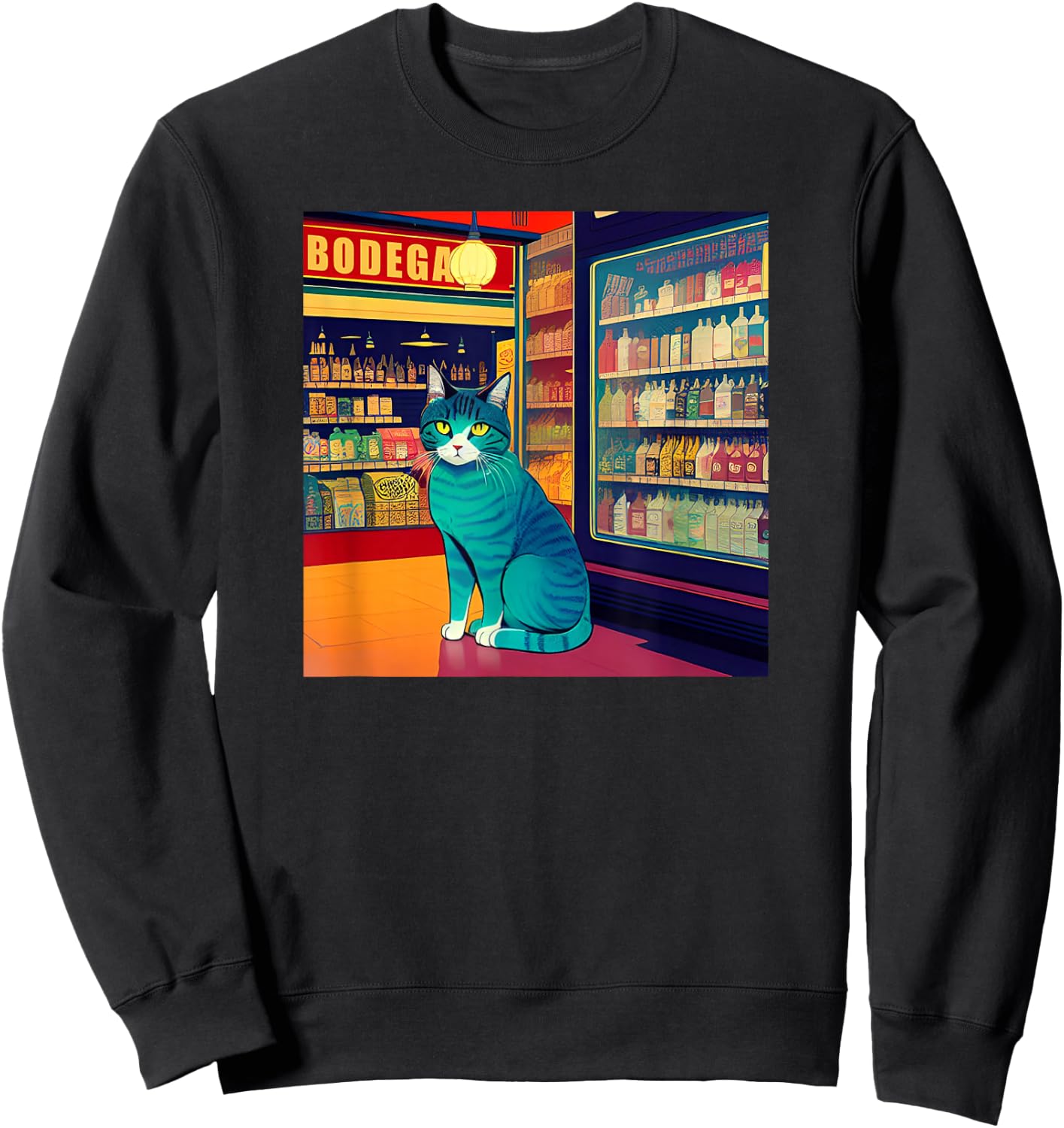Cool Bodega Cat Meme Store Cat Men Women Kids Sweatshirt - Sweatshirt | Black