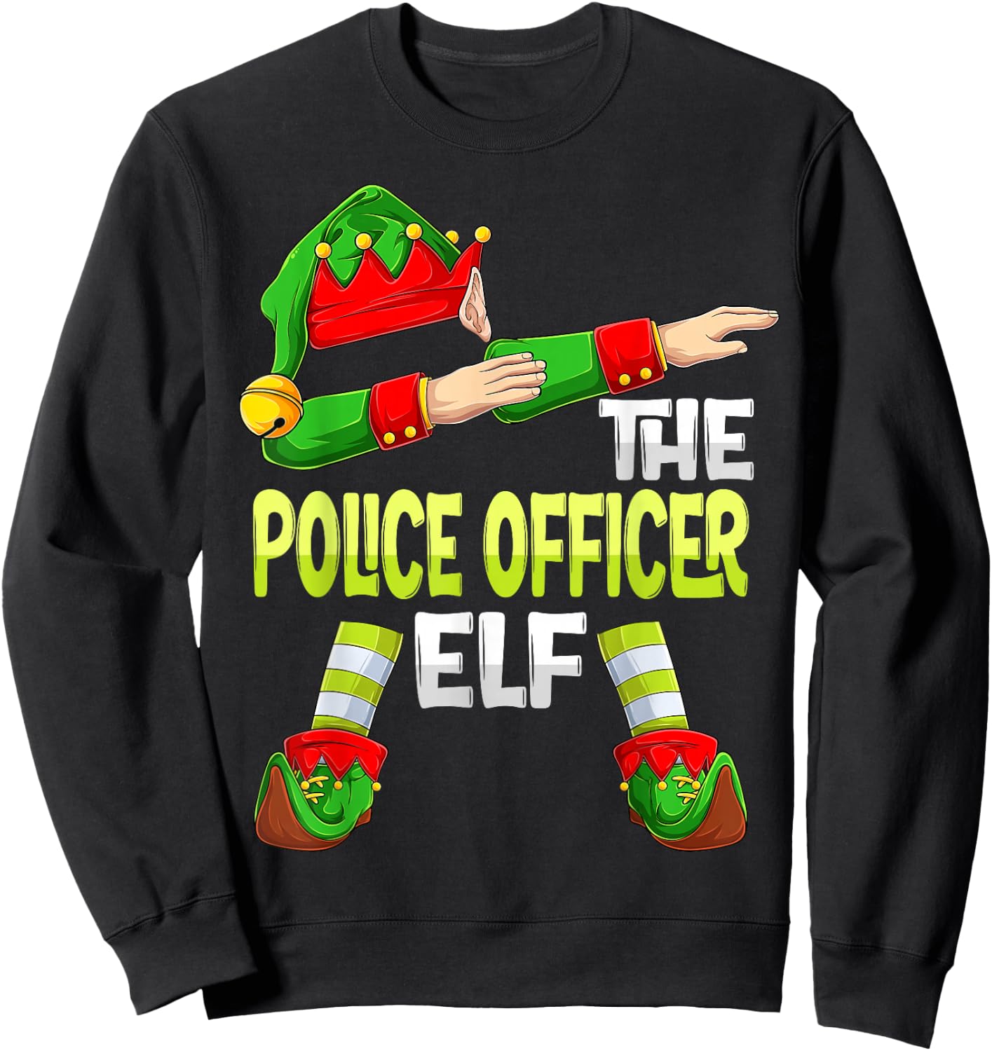 Dabbing Elf Christmas Policeman The Police Officer Elf Sweatshirt - Sweatshirt | Black
