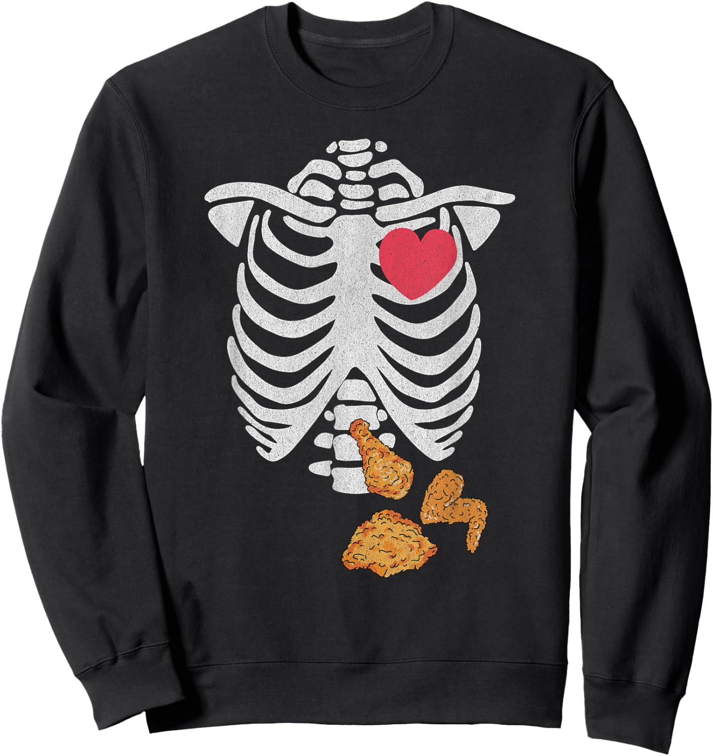 Fried Chicken Lover Halloween Skeleton Xray Costume Sweatshirt - Sweatshirt | Black