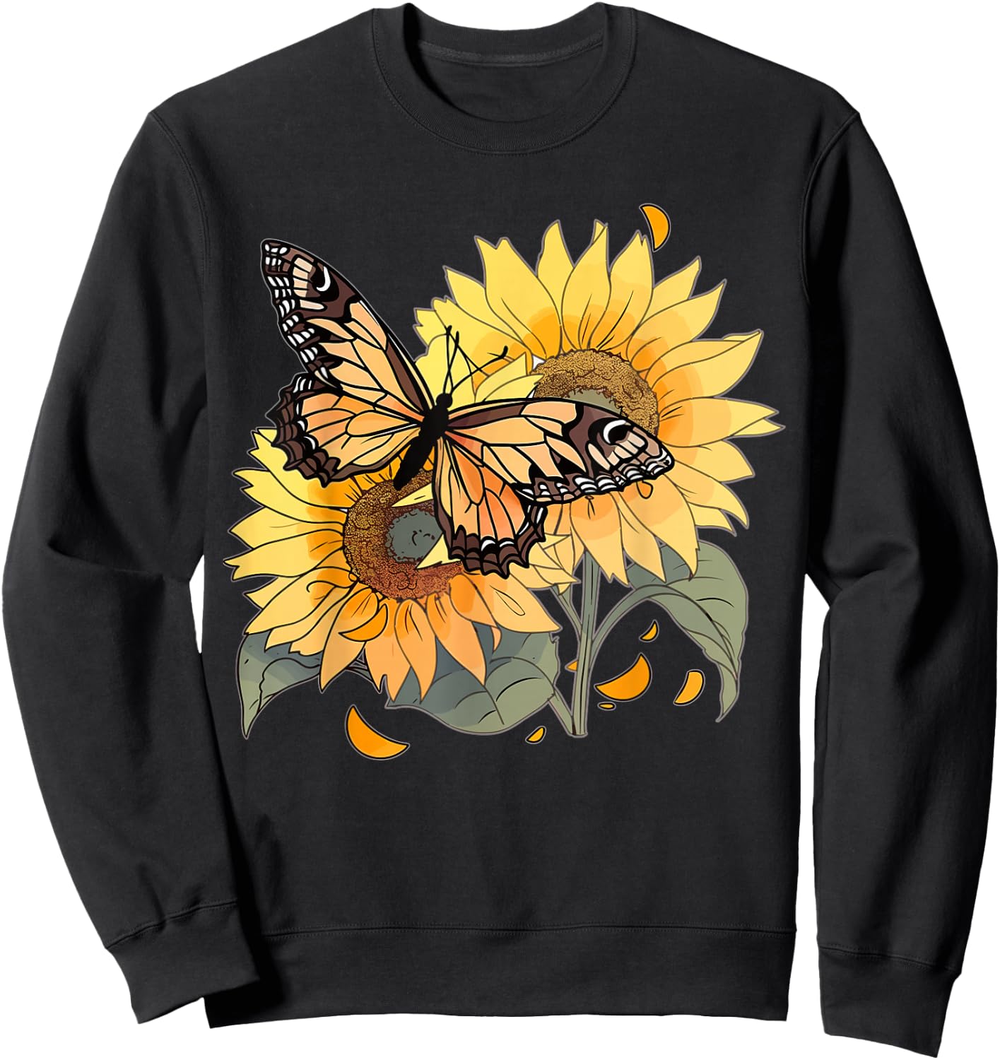 Cute Butterfly Sunflower design butterflies and butterfly Sweatshirt - Sweatshirt | Black
