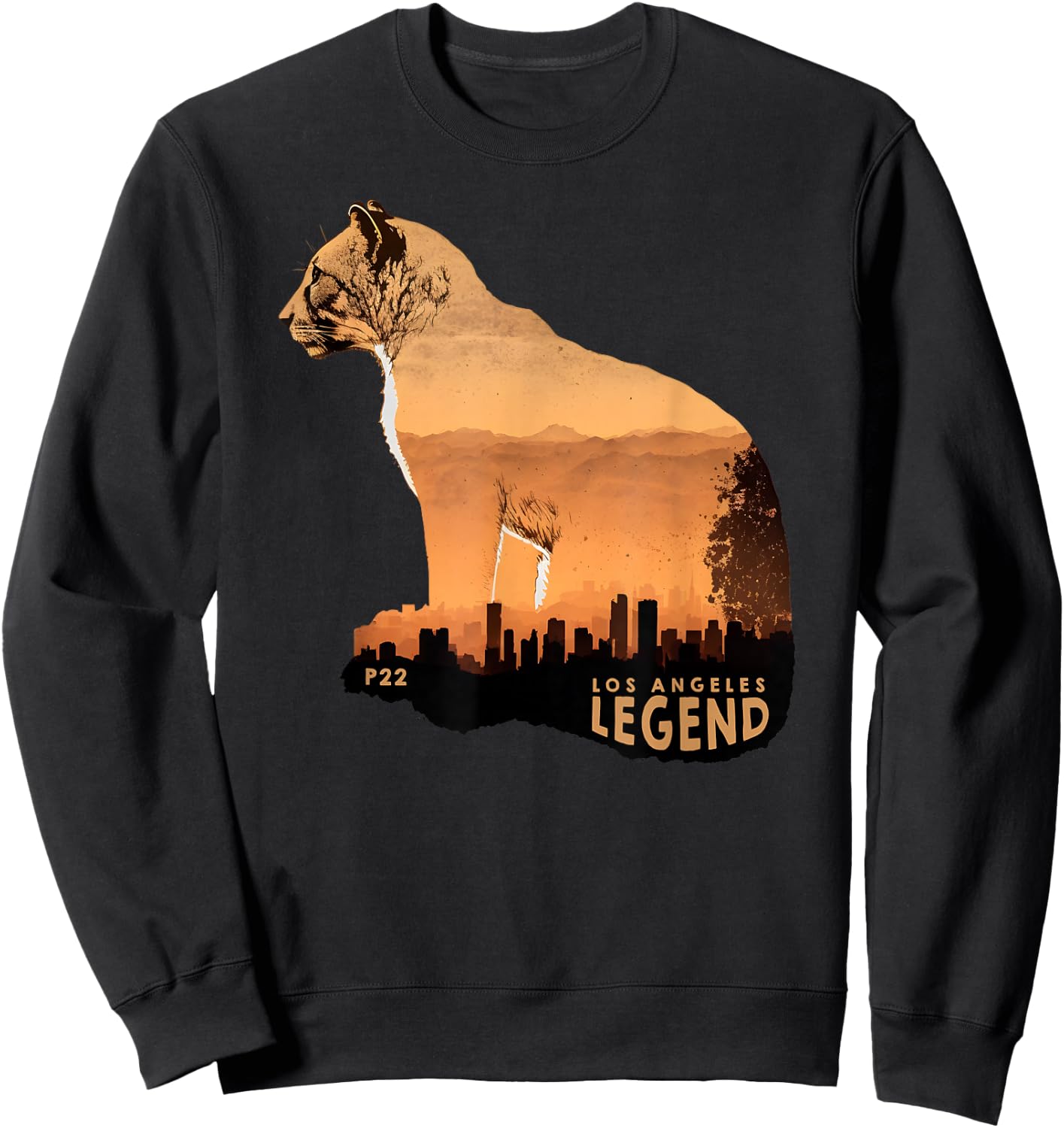 P 22 Mountain Lion Los Angeles Legend California Cougar P-22 Sweatshirt - Sweatshirt | Black