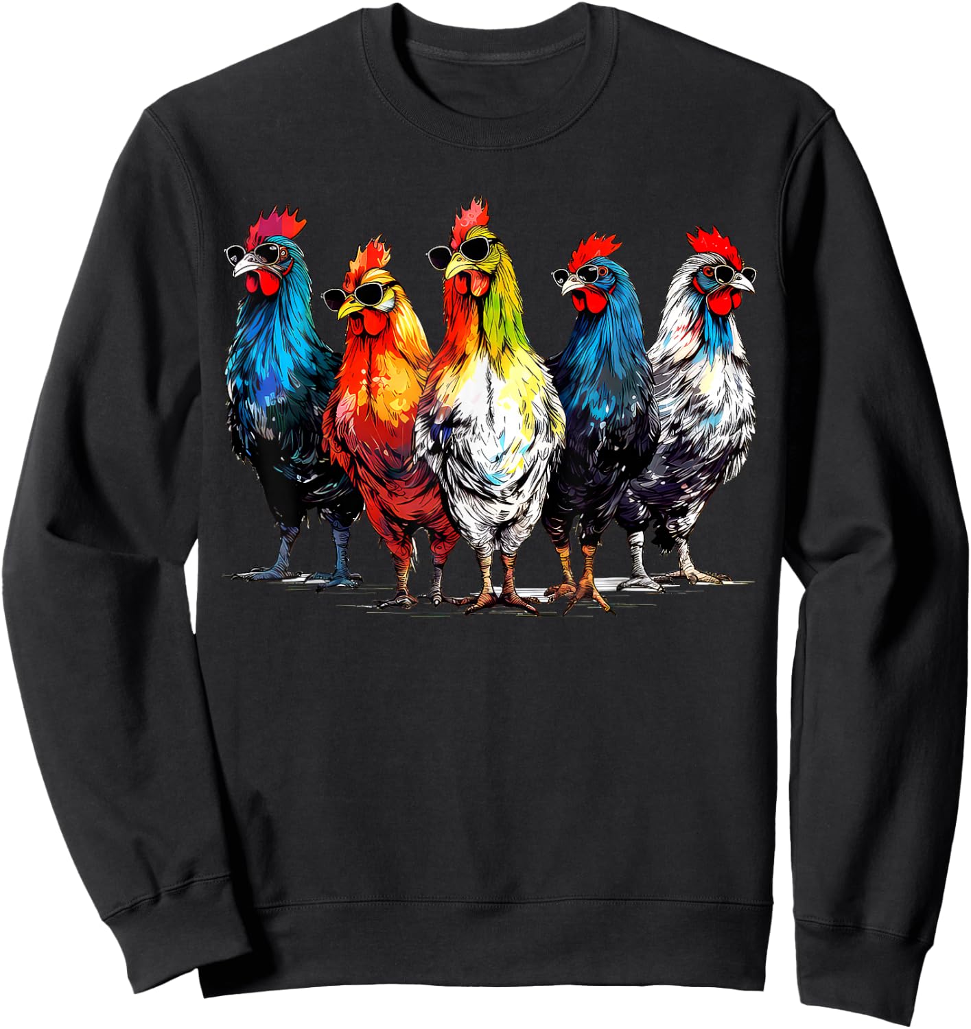 Cool Rooster Wearing Sunglasses Farmer Retro Farm Animals Sweatshirt - Sweatshirt | Black