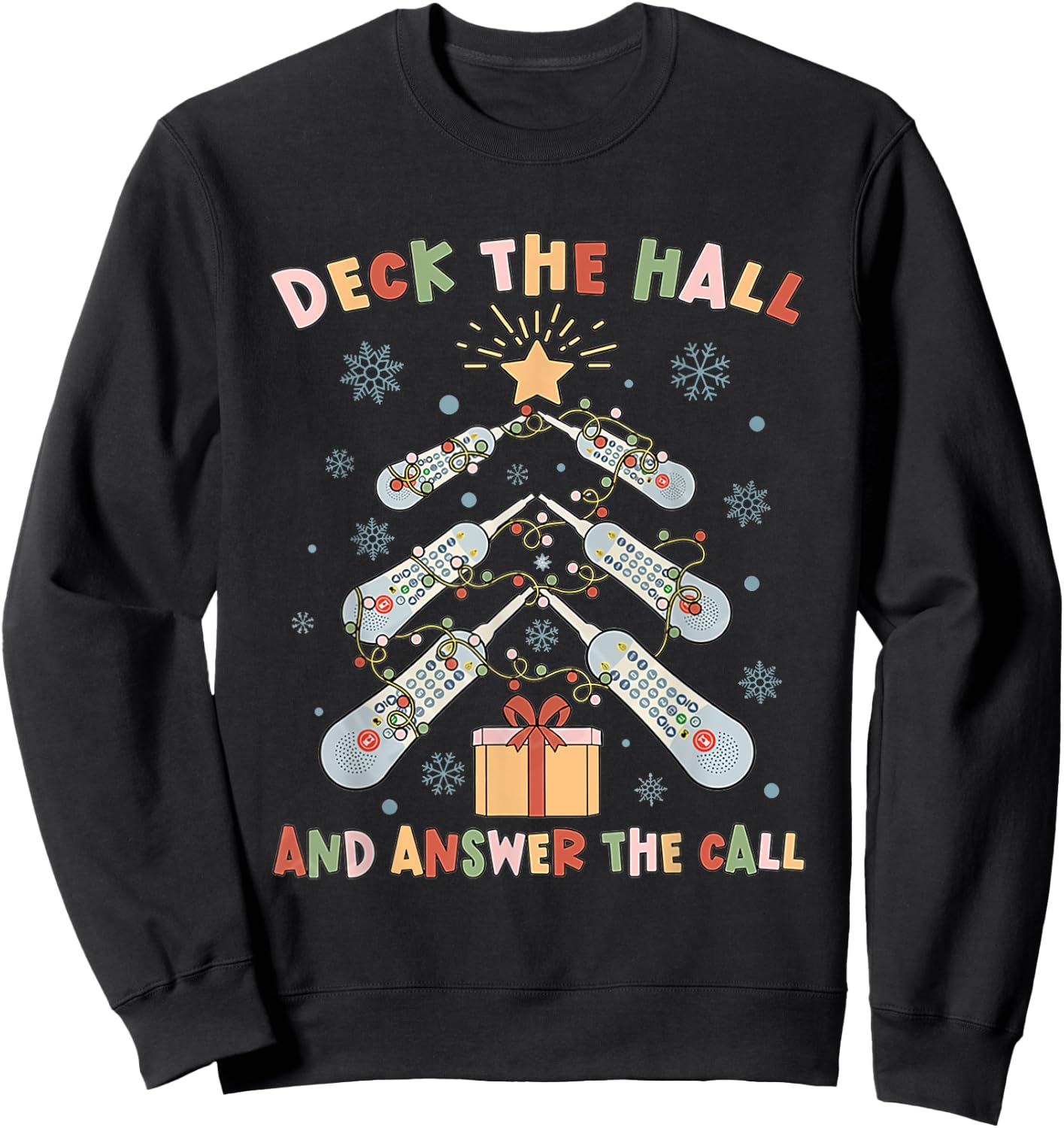 Women Christmas ICU Nurse Call Light Telemetry Healthcare Sweatshirt - Sweatshirt | Black