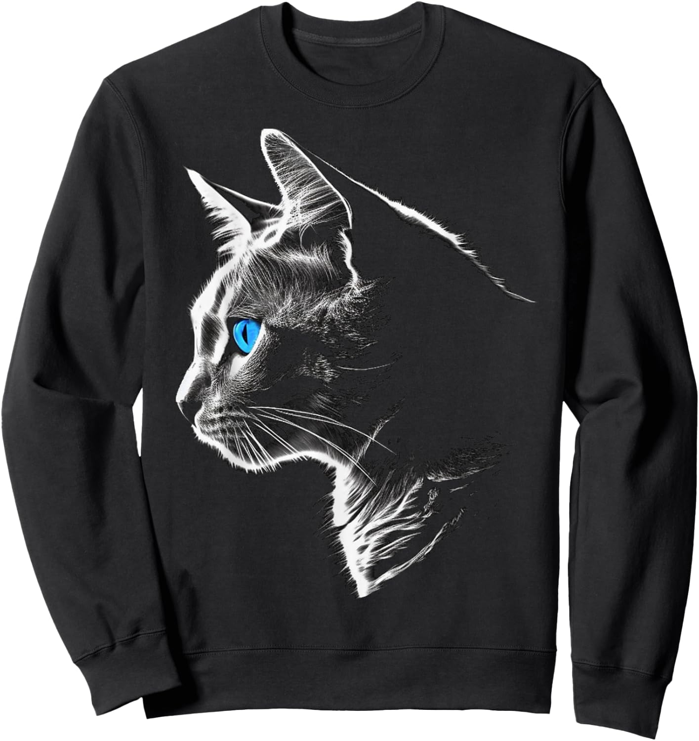 Cat Blue Eyes - Pet Animal Art Cat Women Kids Sweatshirt - Sweatshirt | Black