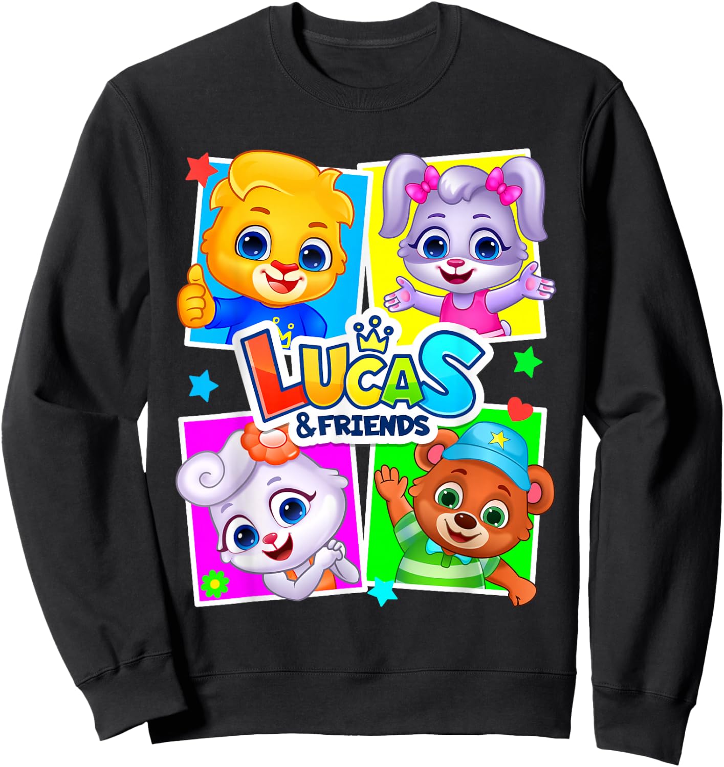 Lucas and Friends by RV AppStudios | Kids Popular Characters Small Sweatshirt - Sweatshirt | Black