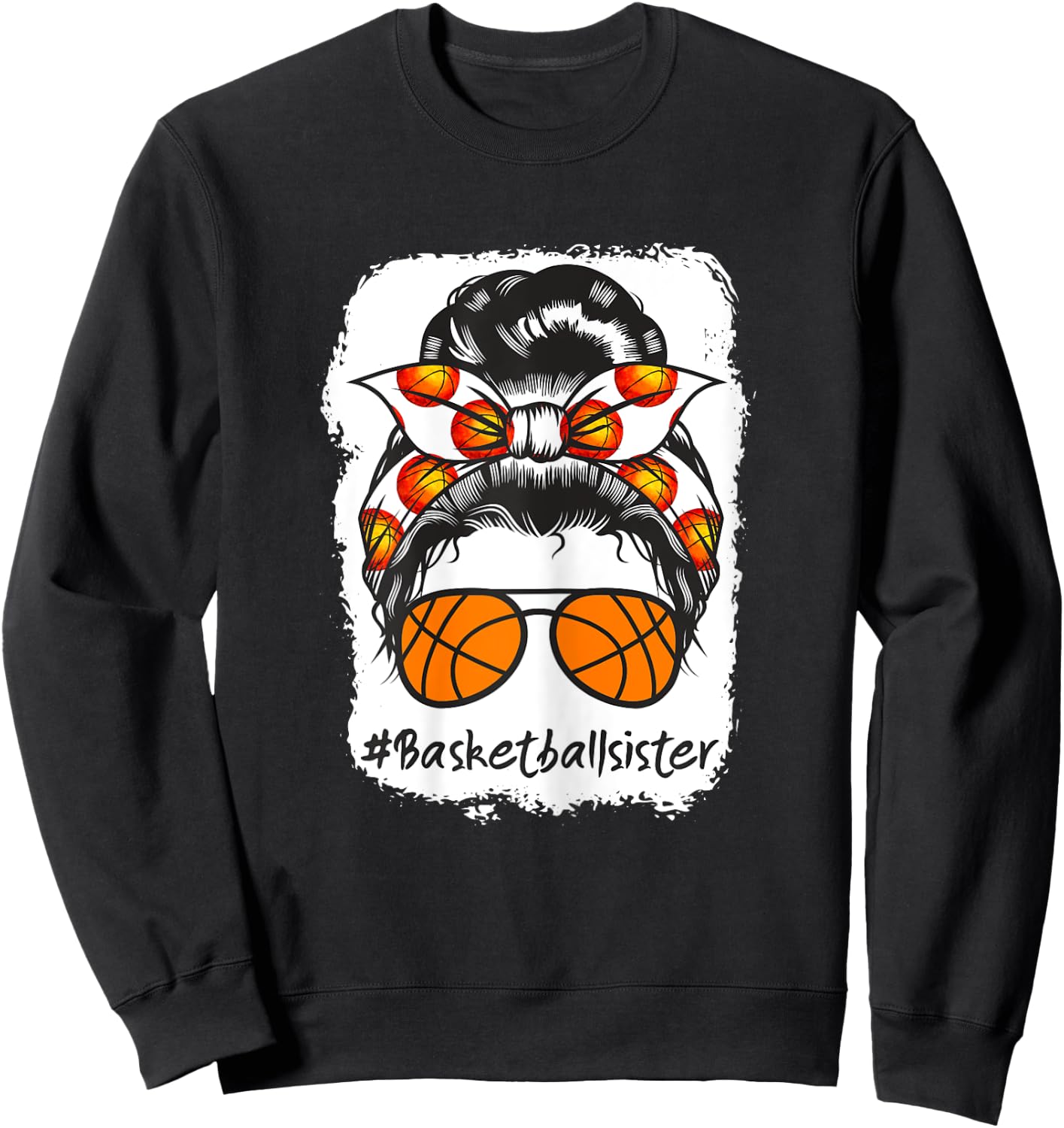 Bleached Basketball Sister Messy Bun Ball Sweatshirt - Sweatshirt | Black