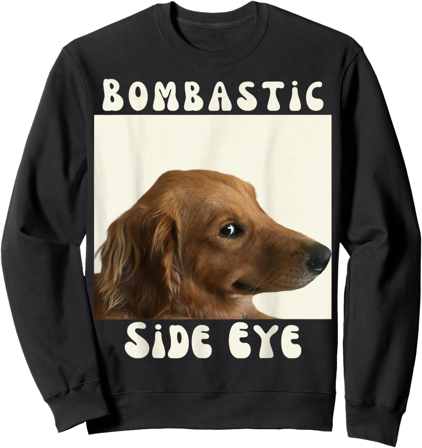 Bombastic Side Eye Funny Dog Meme Sarcastic Saying Sweatshirt - Sweatshirt | Black