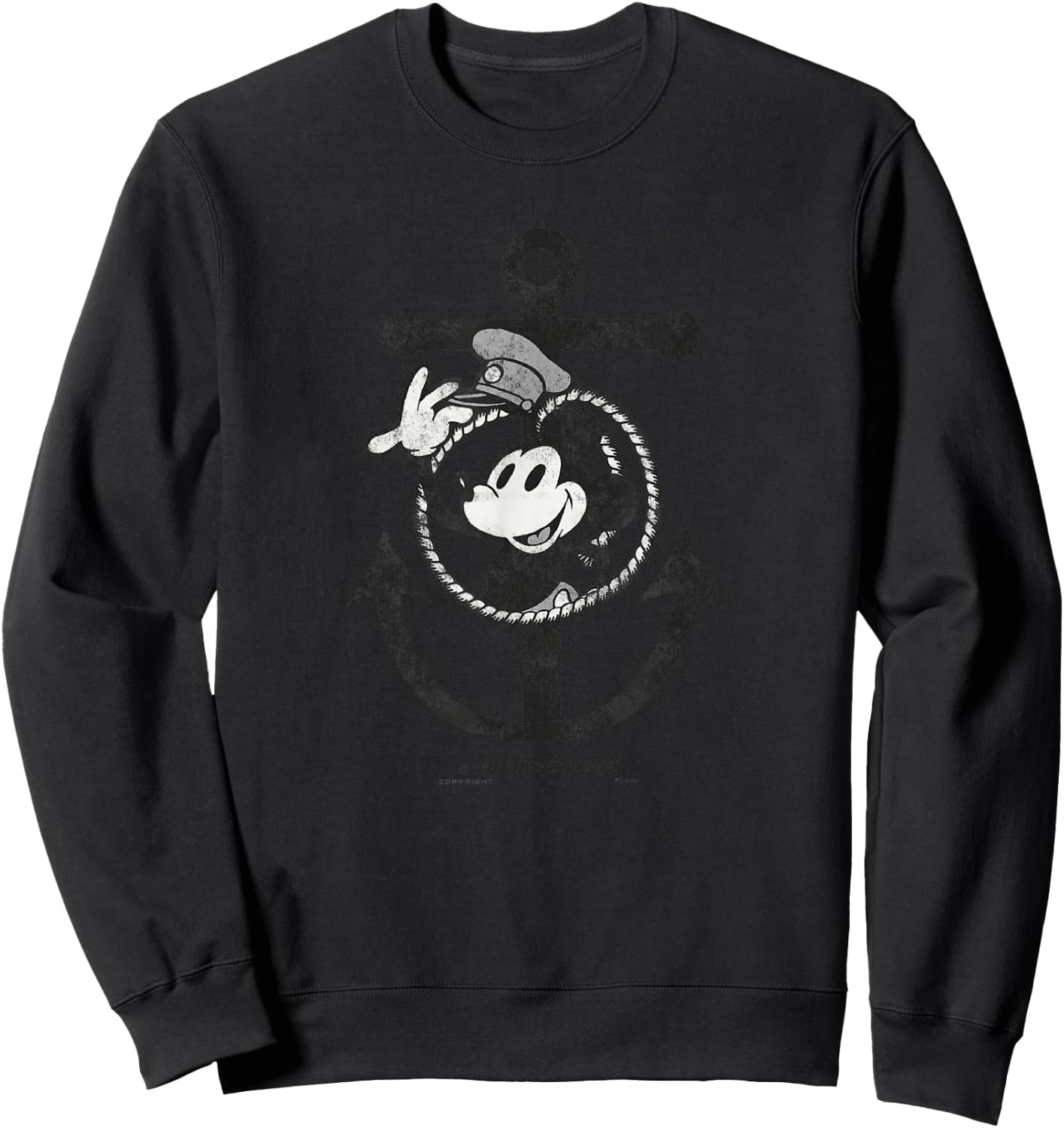 Disney 100 Mickey Mouse Steamboat Willie Anchor D100 Small Sweatshirt - Sweatshirt | Black