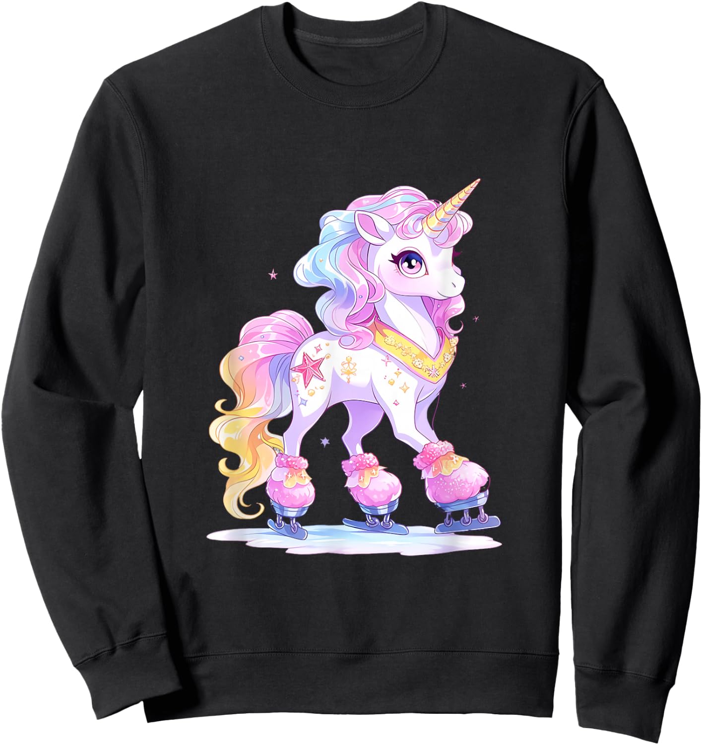 Unicorn Ice Skates Figure Skating Ice Skates Children Sweatshirt - Sweatshirt | Black