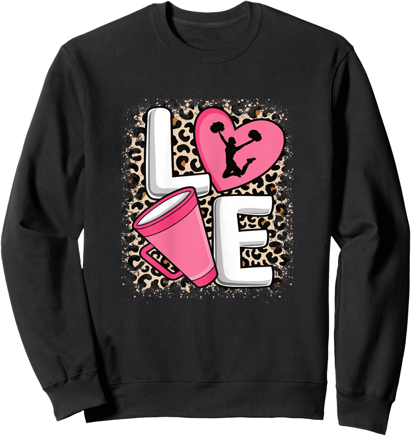 Love Cheer Cheerleader Cheerleading Women Girls Sweatshirt - Sweatshirt | Black