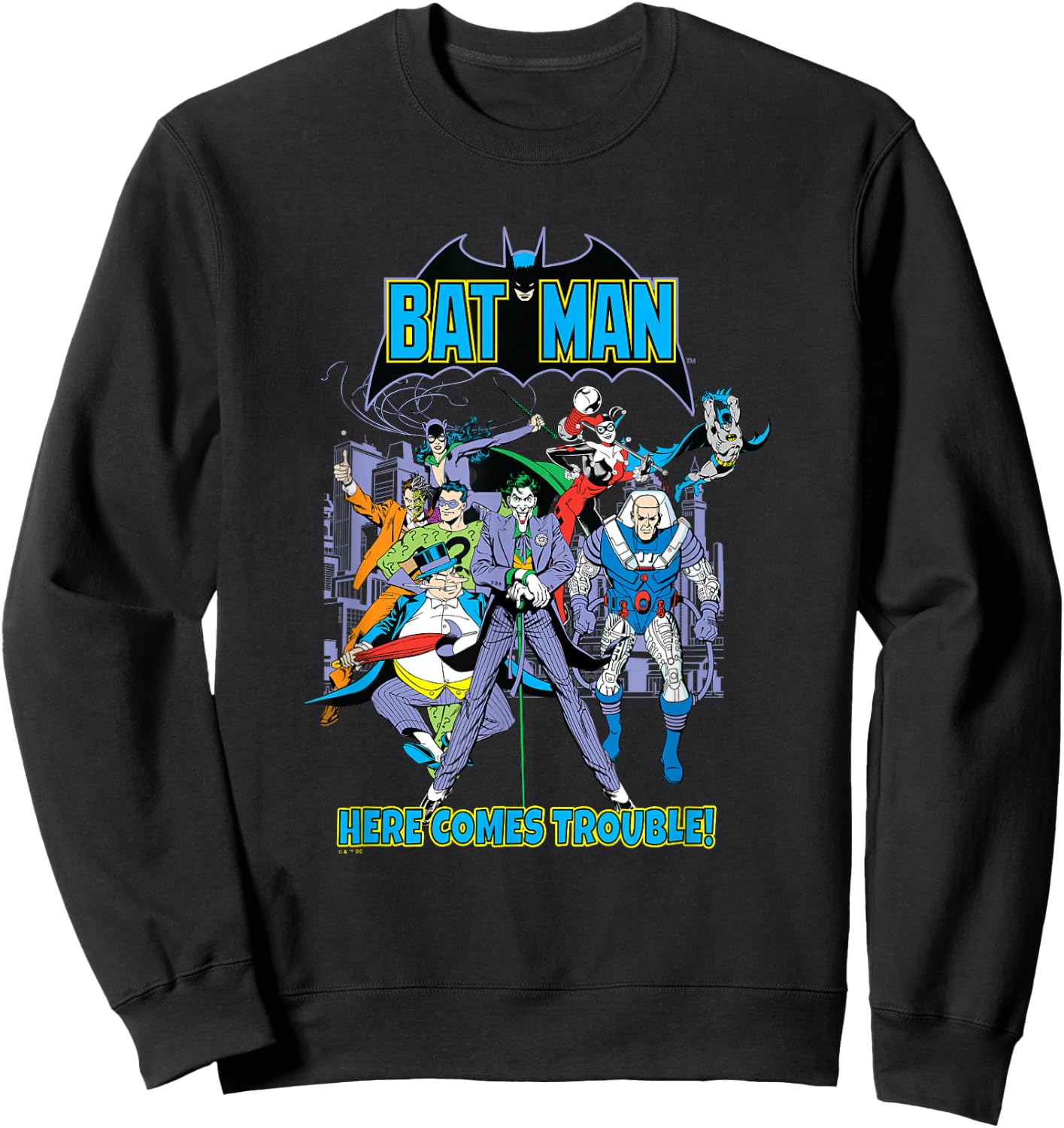 DC Comics Batman Here Comes Trouble! Villain Team Group Shot Sweatshirt - Sweatshirt | Black