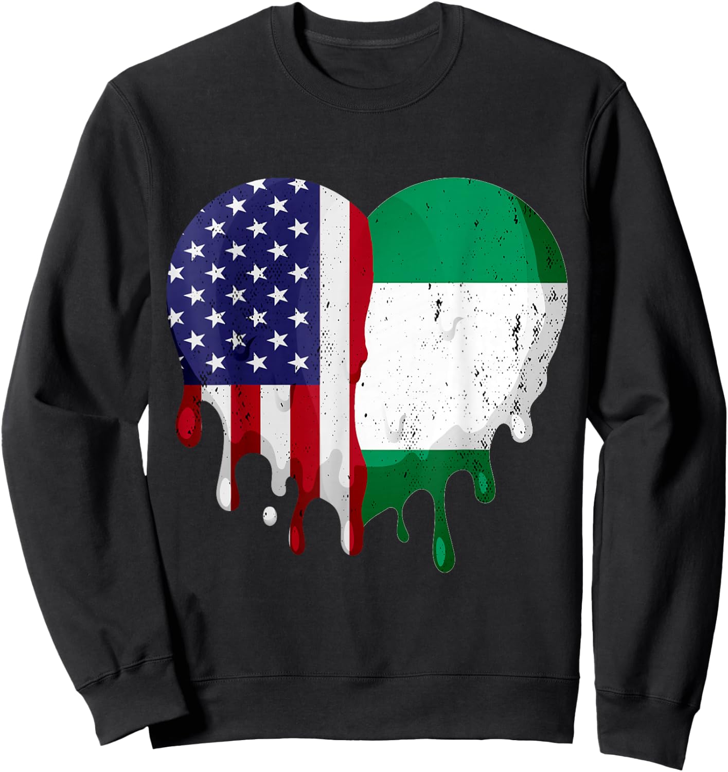 American Nigerian Heritage Month Nigeria Flag Heart Sweatshirt - Sweatshirt | Black