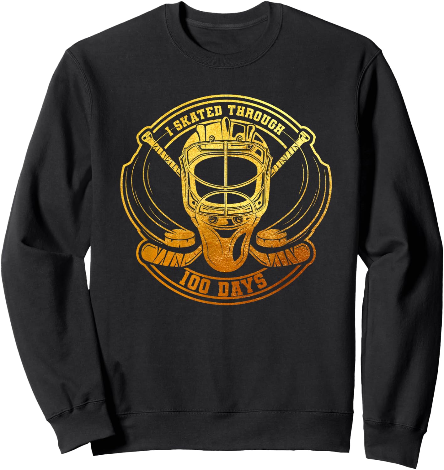 I Skated Through 100 Days 100th Day Of School Ice Hockey Sweatshirt - Sweatshirt | Black