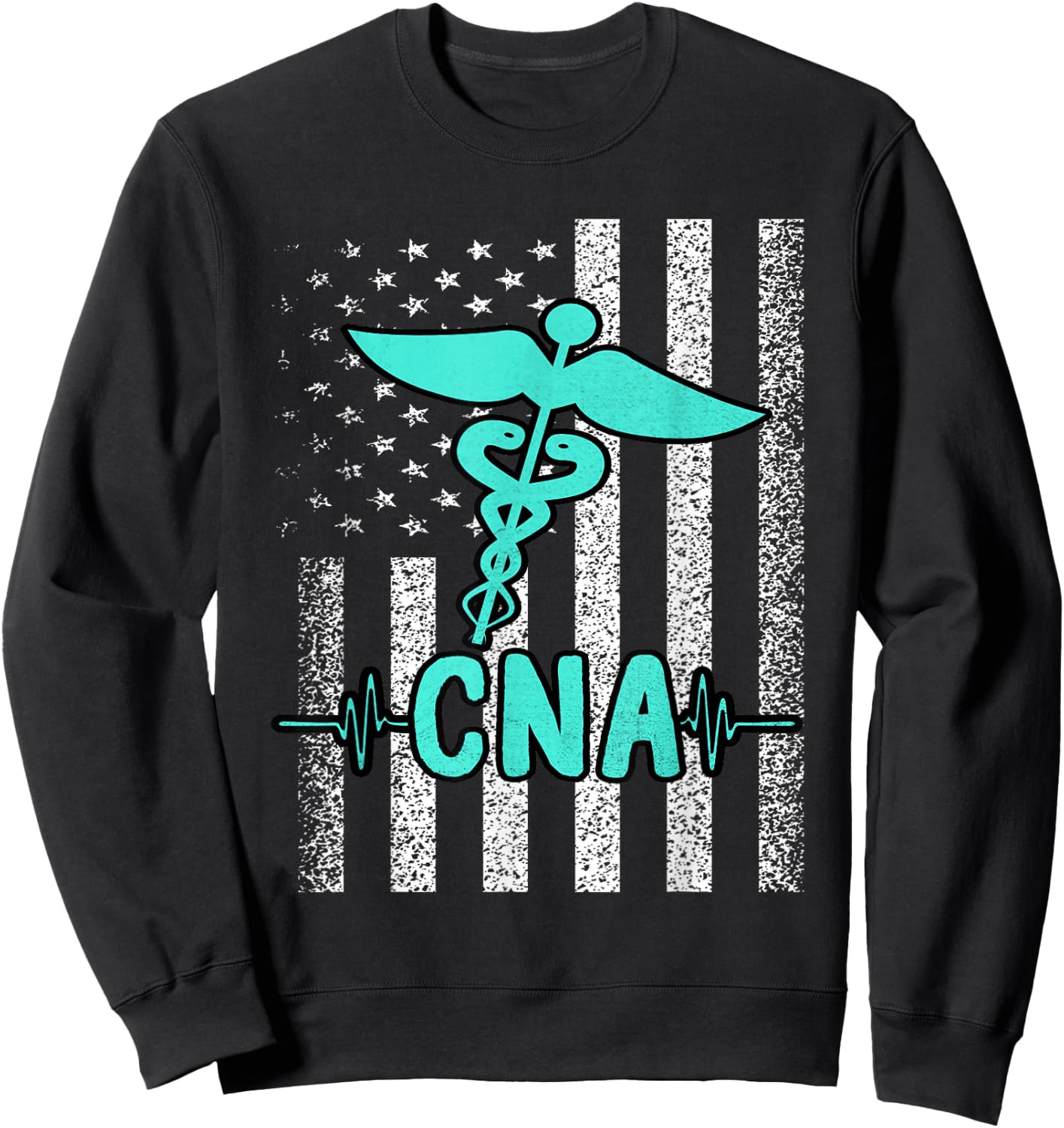 Nursing CNA Certified Nurse Assistant American Flag Vintage Men Sweatshirt - Sweatshirt | Black