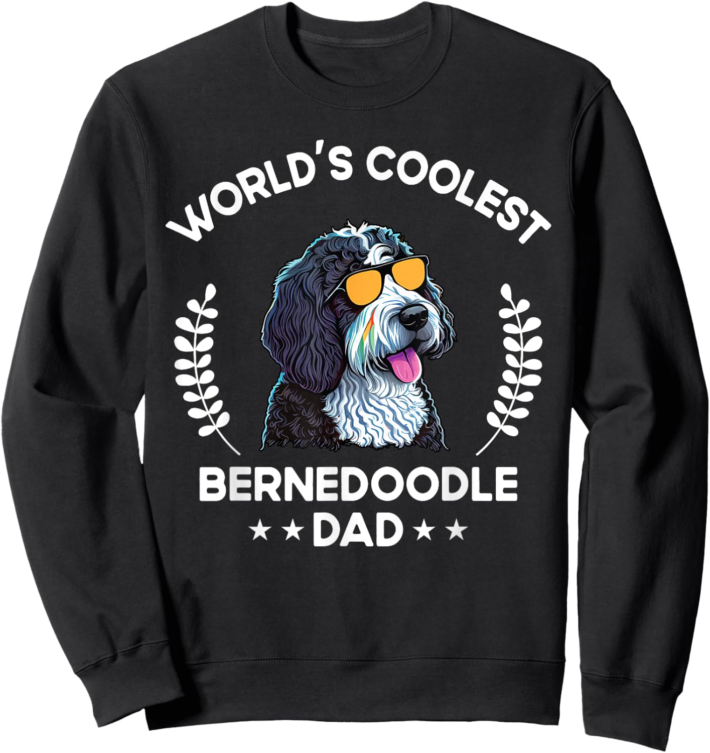 The Woof Wardrobe World's Coolest Dog Dad Papa Bernedoodle - Black, Small, Men, , Short Sleeve, , Modern Classic, Cotton Blend, All Seasons, Kids, Dog Themed Sweatshirt - Sweatshirt | Black