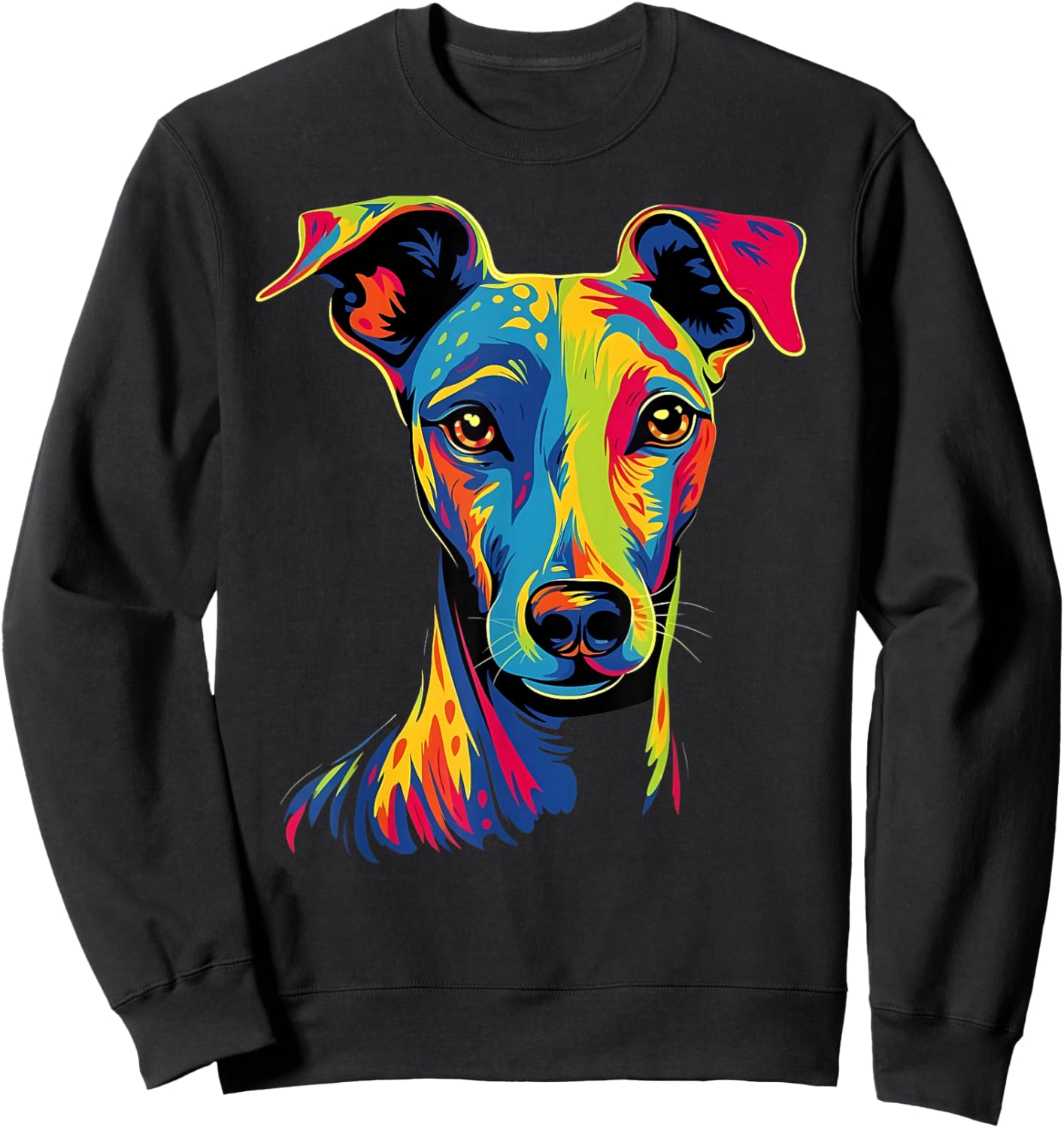 Funny Whippet Dog Mom or Dad Colorful Puppy Art Lover Black Sweatshirt - Sweatshirt | Black