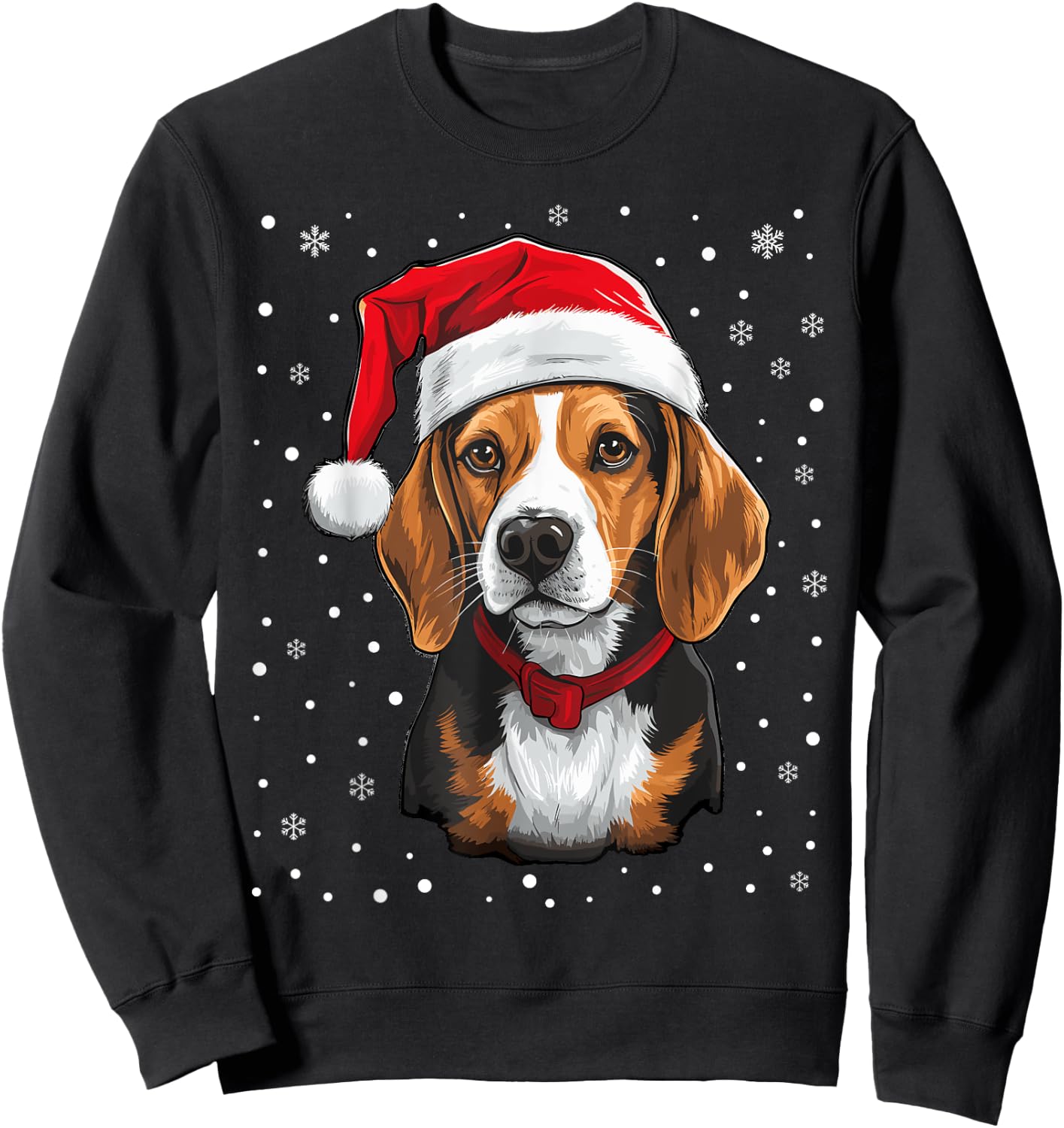 Beagle Dog Christmas Santa Hat Xmas Pajama for Adults kids Sweatshirt - Sweatshirt | Black