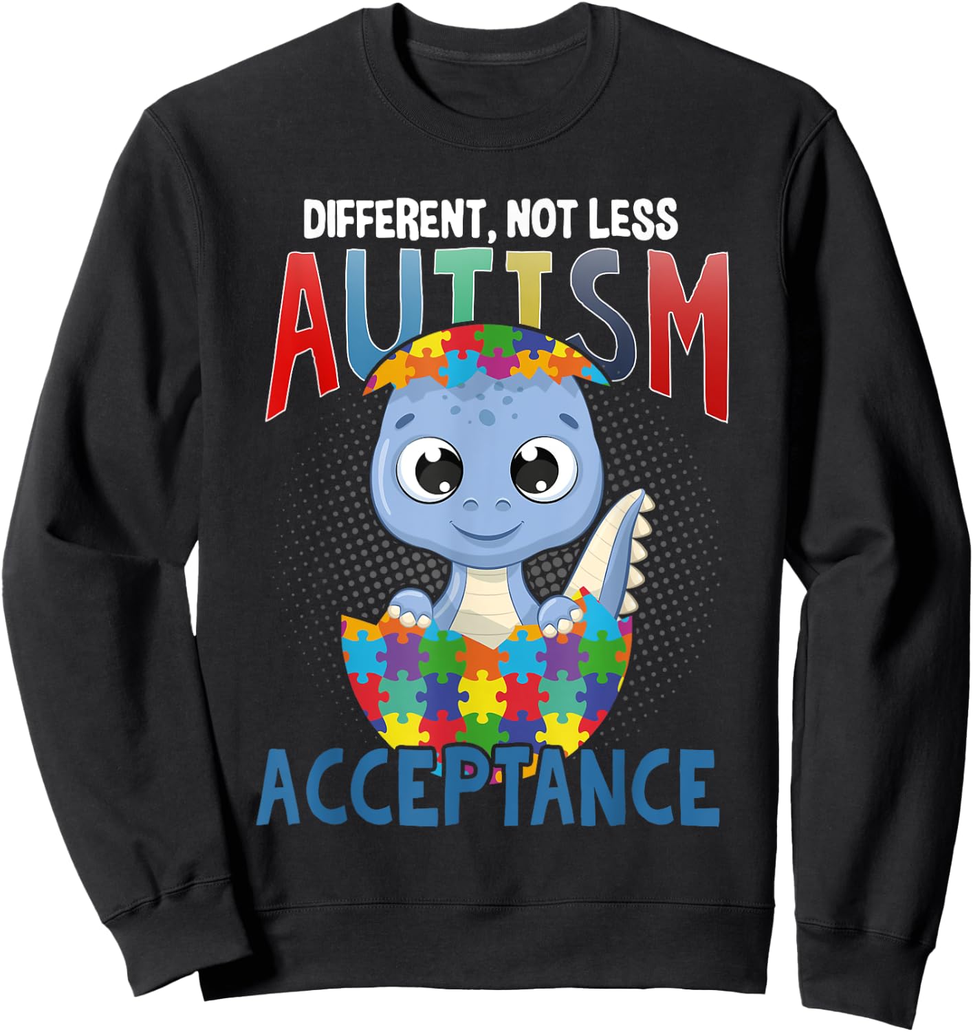 Different but Not Less Autism Awareness Turtle Puzzle Sweatshirt - Sweatshirt | Black