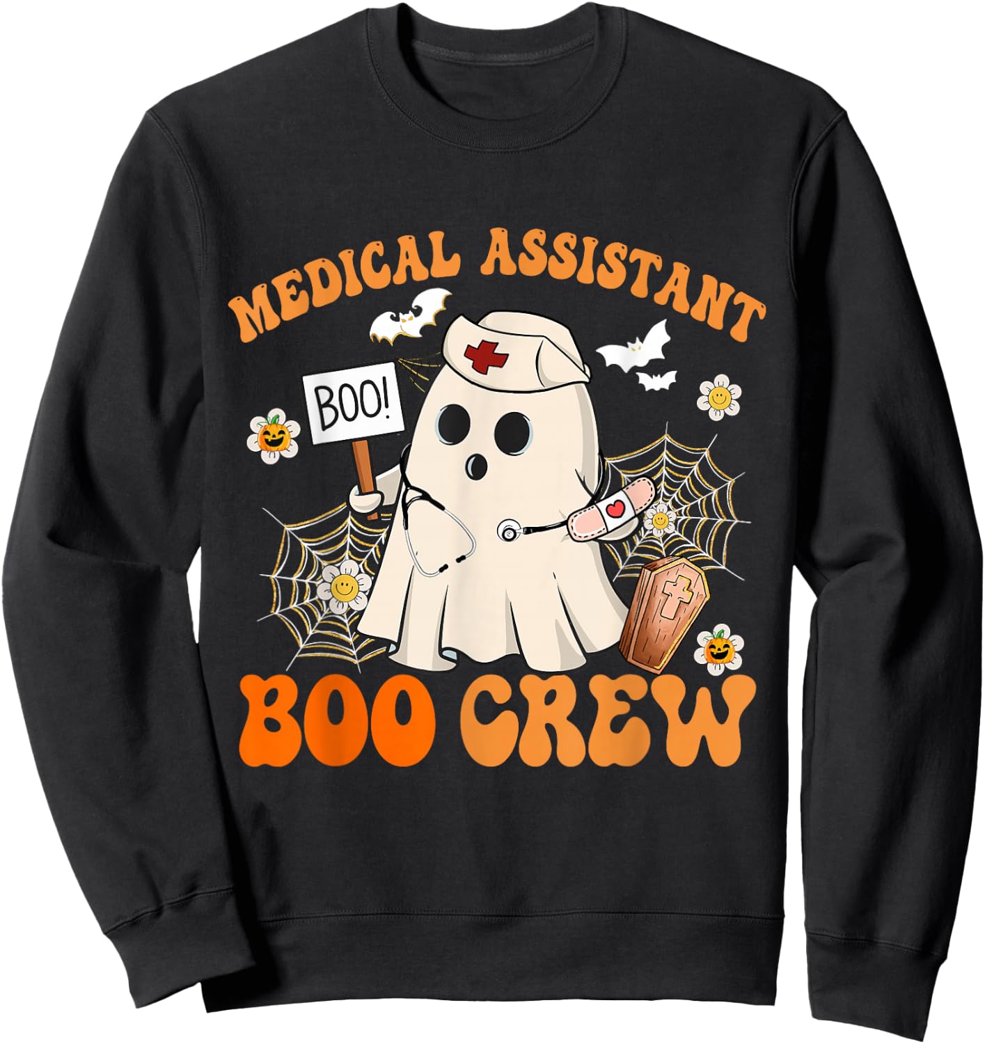 Medical Assistant Boo Crew Funny Ghost Halloween Costumes Sweatshirt - Sweatshirt | Black
