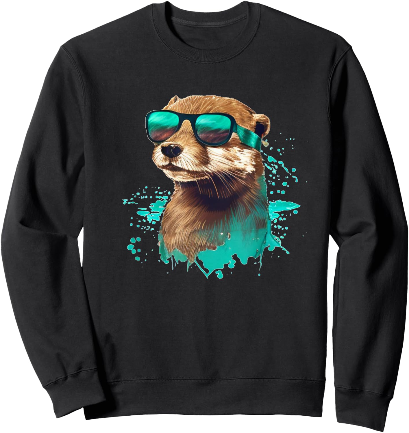 Funny looking Otter with Sunglasses Sweatshirt - Sweatshirt | Black