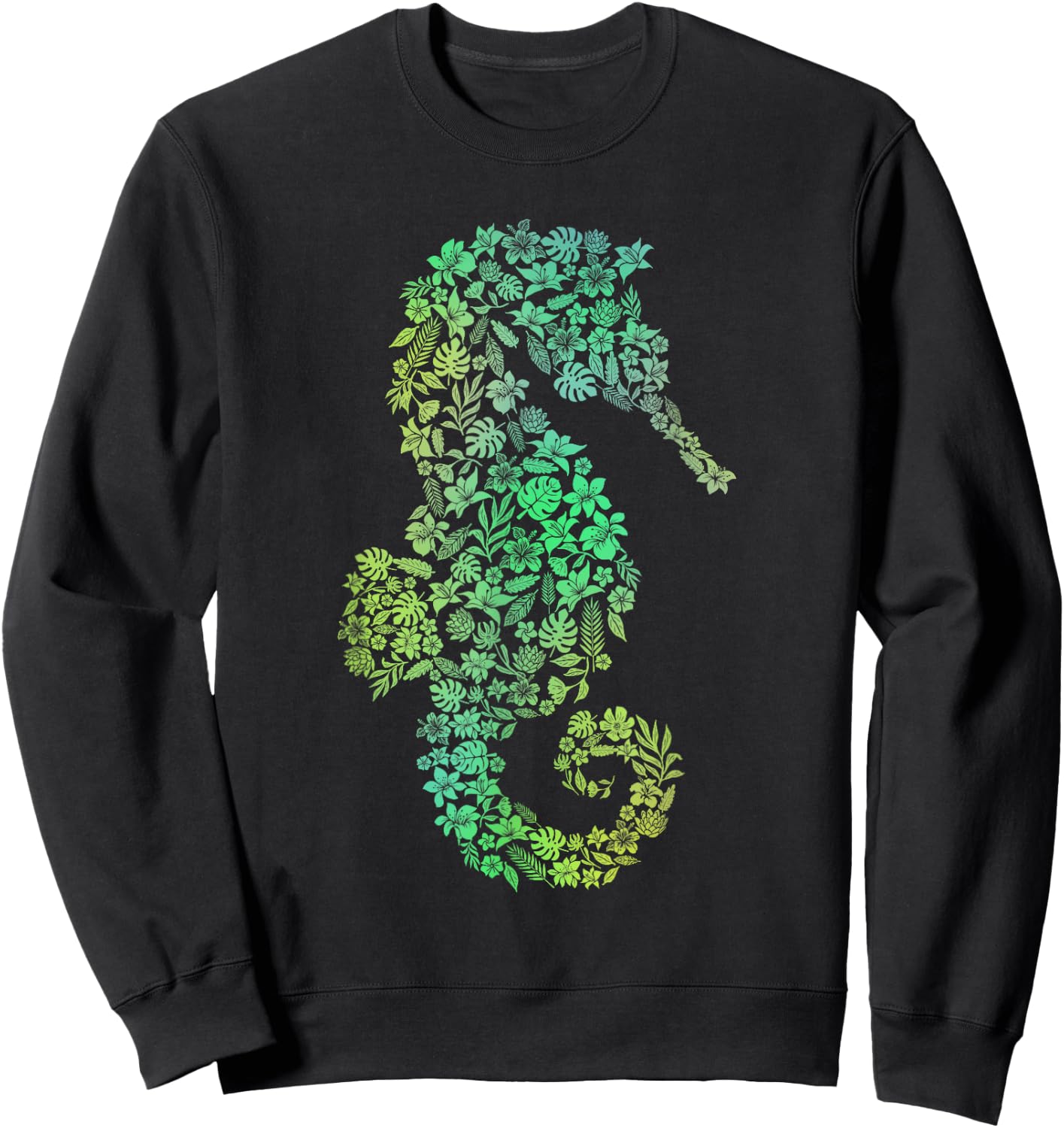 Seahorse Flowers - Underwater Sea Lover Marine Biologist Sweatshirt - Sweatshirt | Black