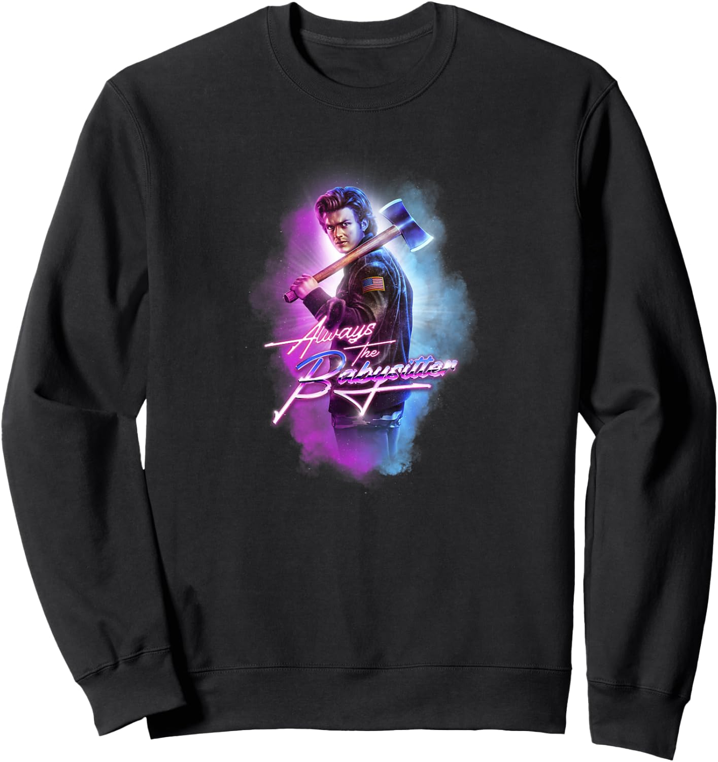 Stranger Things Steve Always The Babysitter Ax Retro Logo Sweatshirt - Sweatshirt | Black