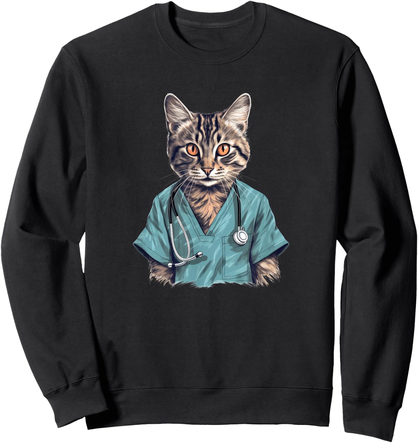 Funny Nurse Cat, Medical Doctor Kitty Sweatshirt - Sweatshirt | Black