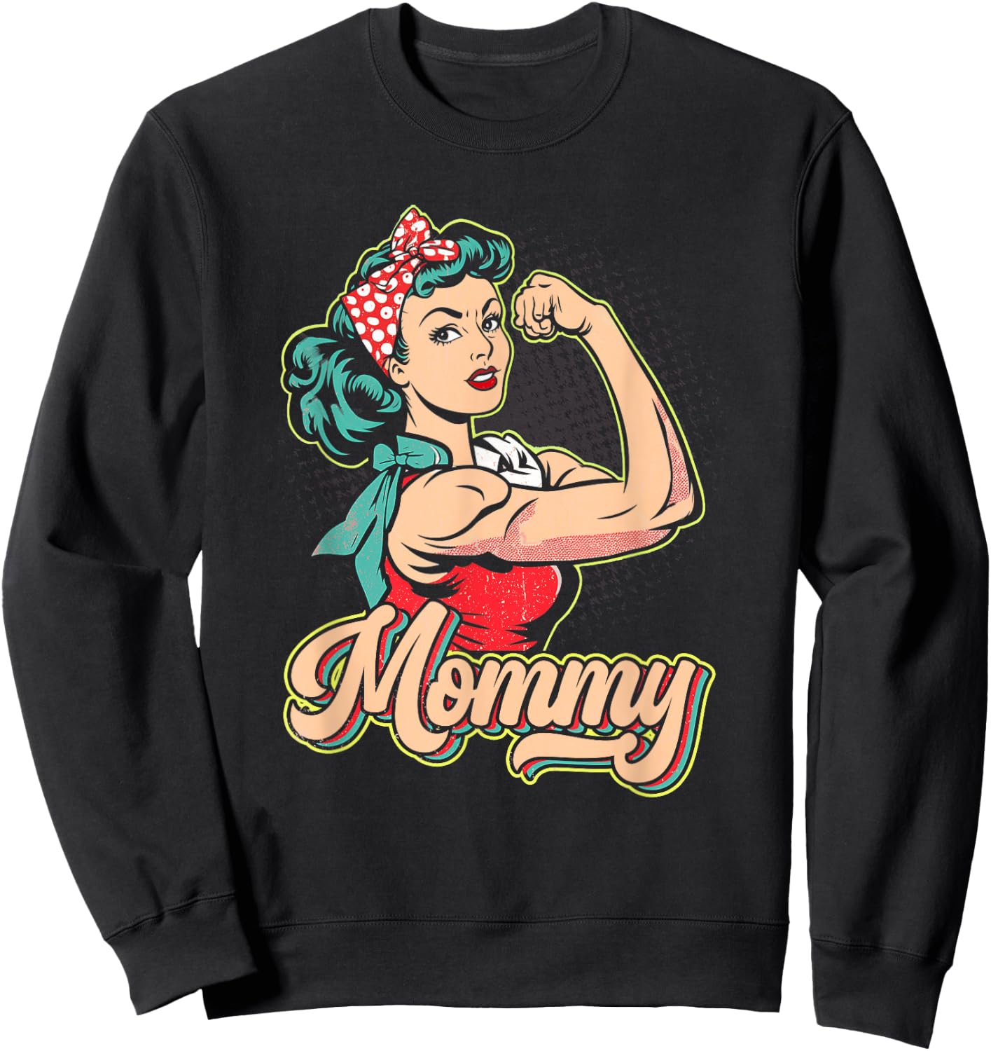 Mommy Muscle Retro Weightlifting And Bodybuilding Gym Mom Sweatshirt - Sweatshirt | Black