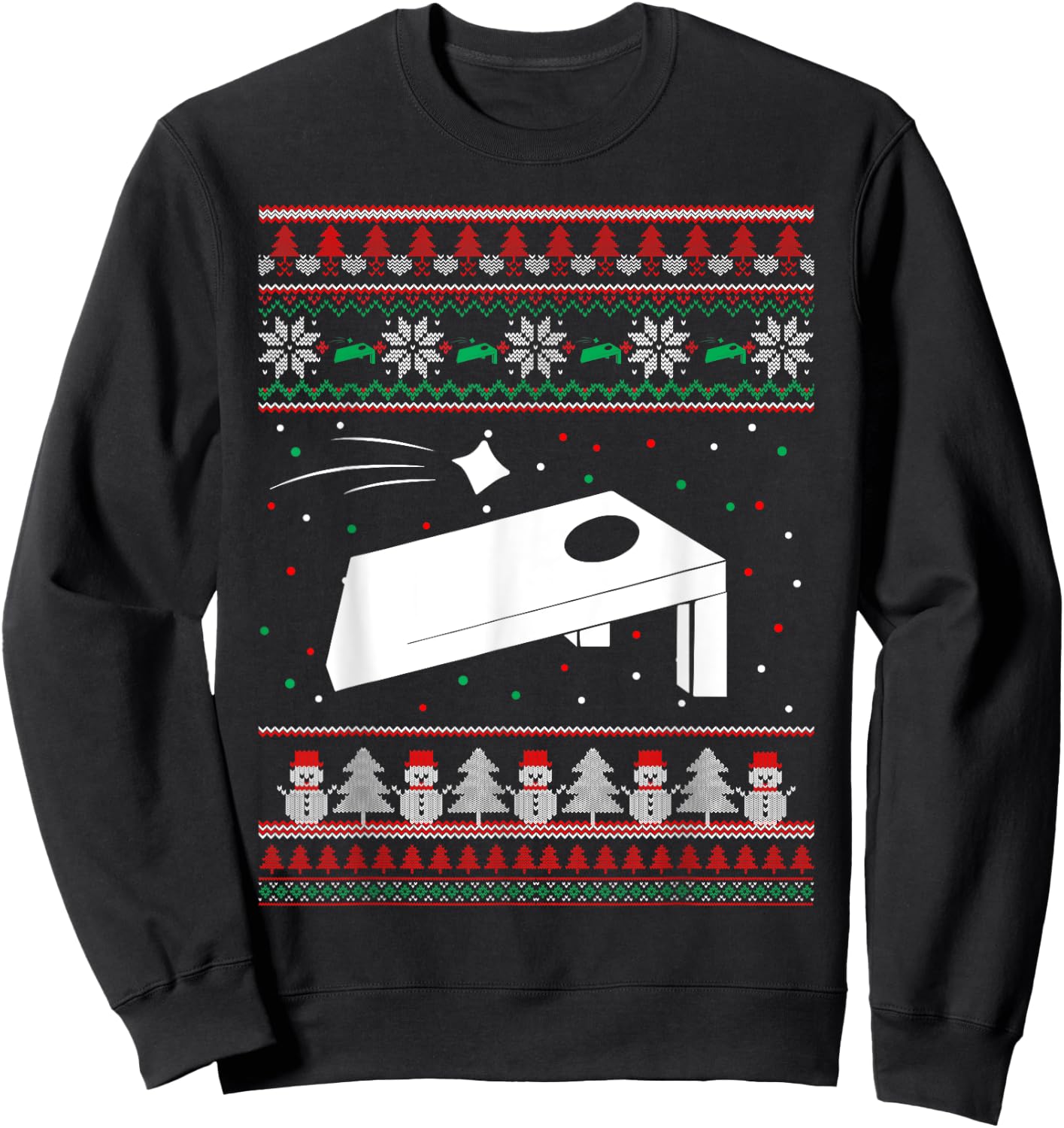 Cornhole Ugly Christmas Sweater Pajama Gifts Women Sweatshirt - Sweatshirt | Black