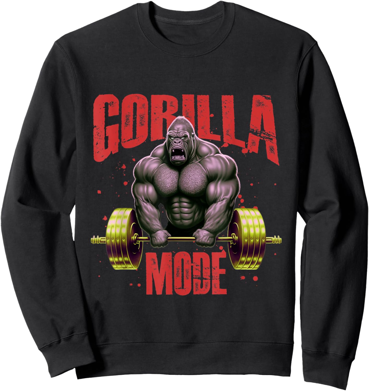 Gorilla Mode Weightlifting Gym | Bodybuilding Workout Beast Sweatshirt - Sweatshirt | Black