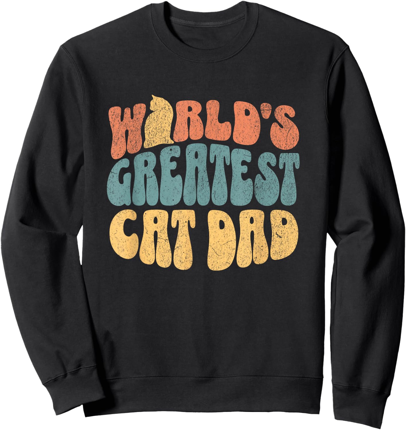 Cat Dad Shirt World's Greatest Cat Dad Men Women Kids Sweatshirt - Sweatshirt | Black