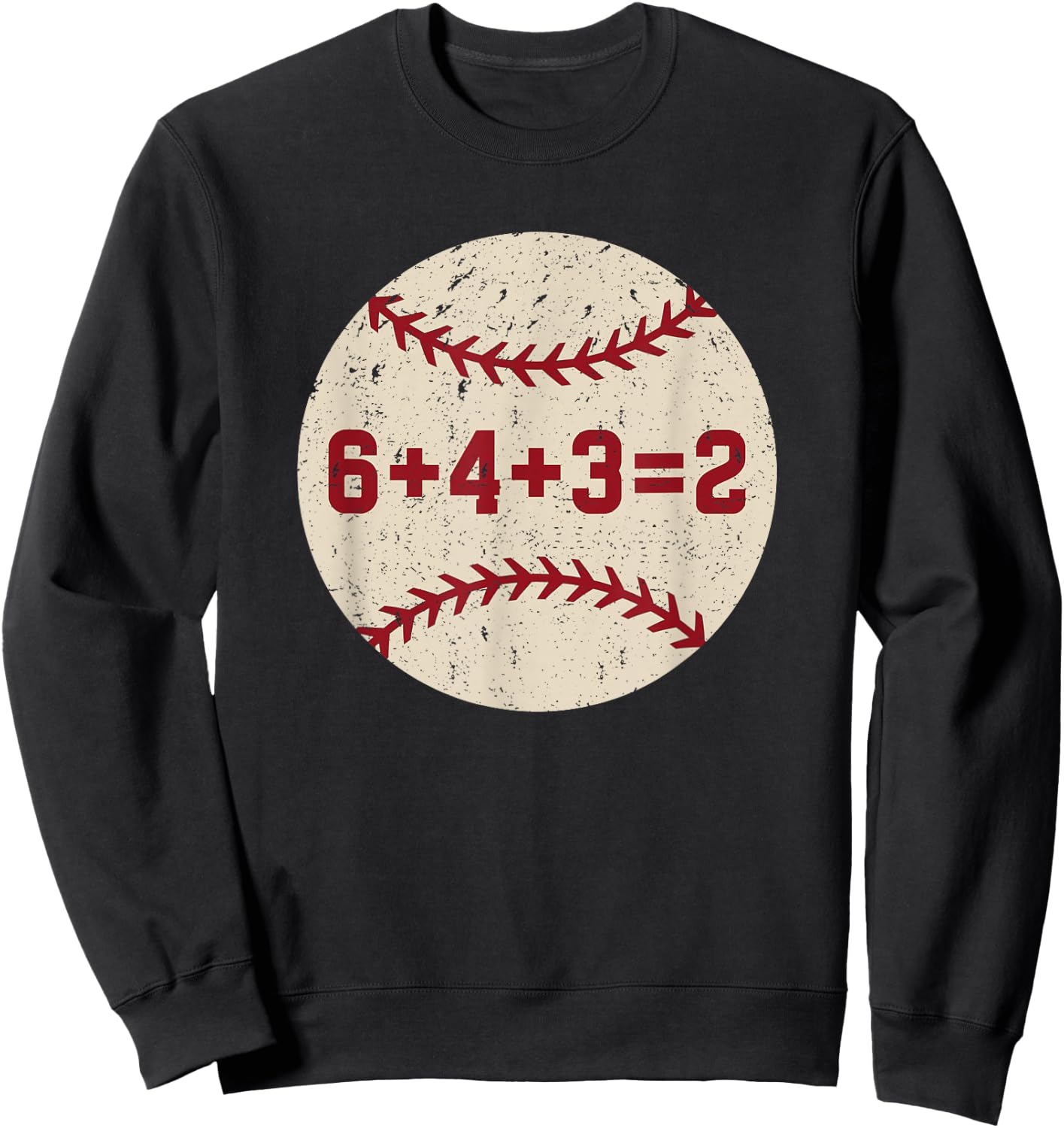 6+4+3=2 Baseball Double Play Retro Funny Baseball Player Sweatshirt - Sweatshirt | Black