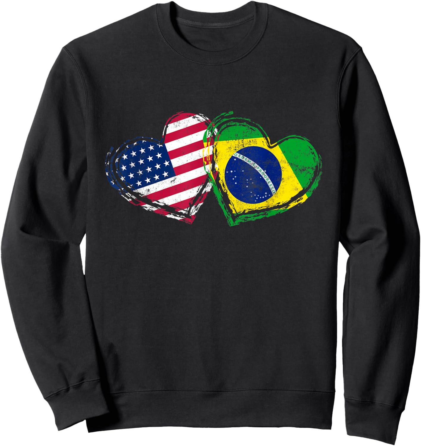 Brazil American Flag Heart Brazilian American Love Sweatshirt - Sweatshirt | Black