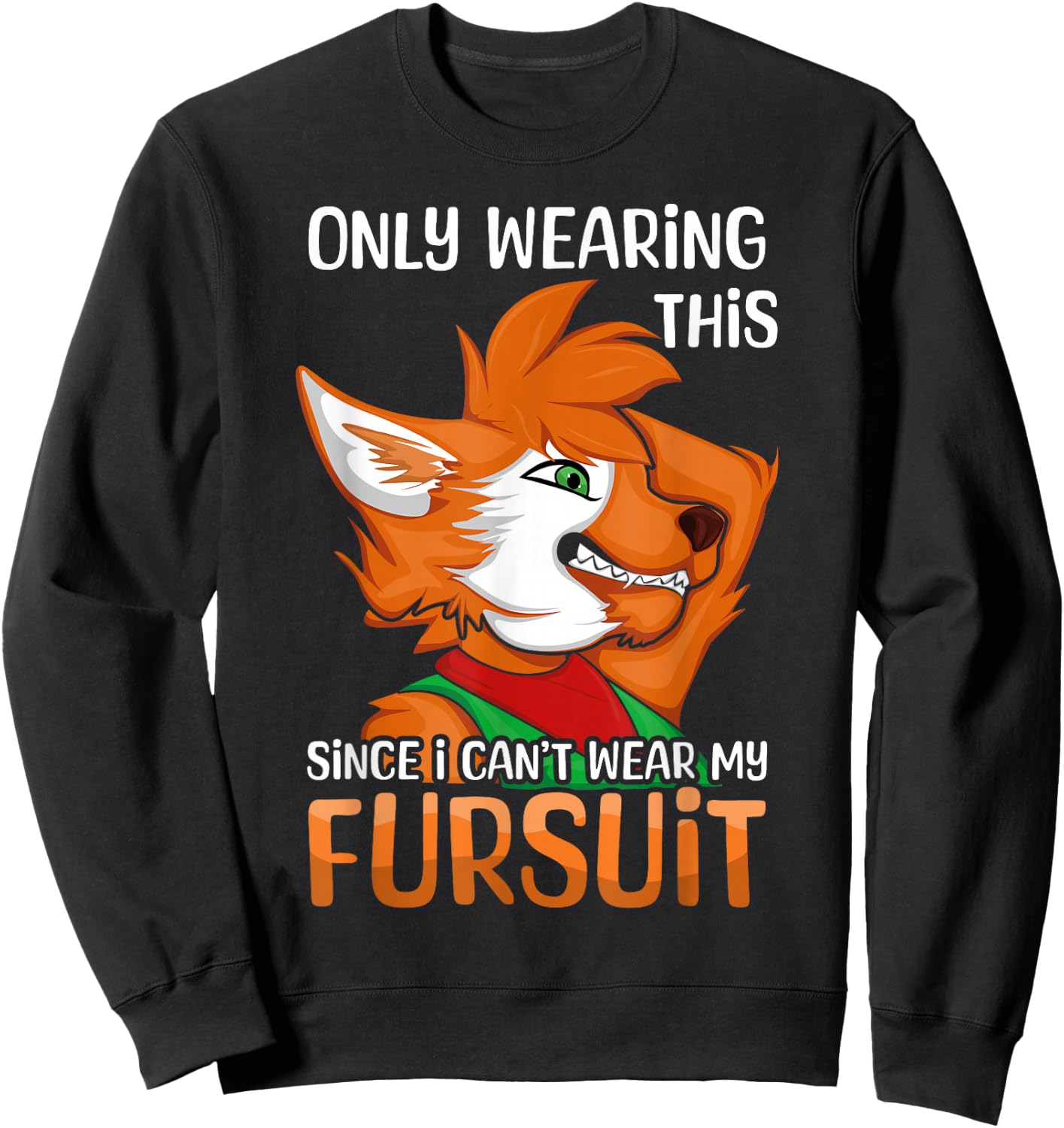 Kawaii Fox Proud Furry Tail Ear Furry Person Cosplay Fursuit Sweatshirt - Sweatshirt | Black