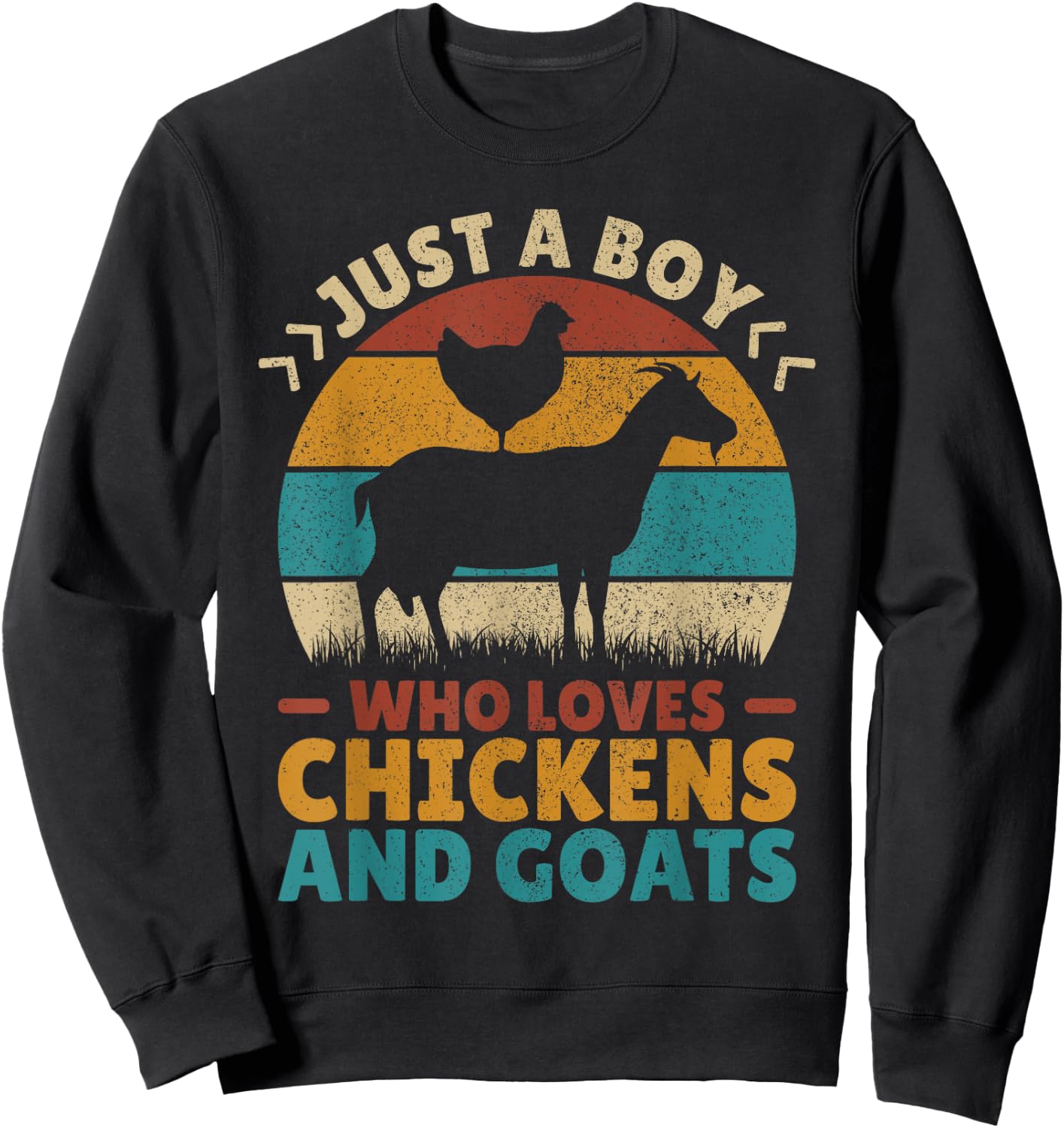 Just A Boy Who Loves Chickens Goats Farm Animal Lover Farmer Sweatshirt - Sweatshirt | Black