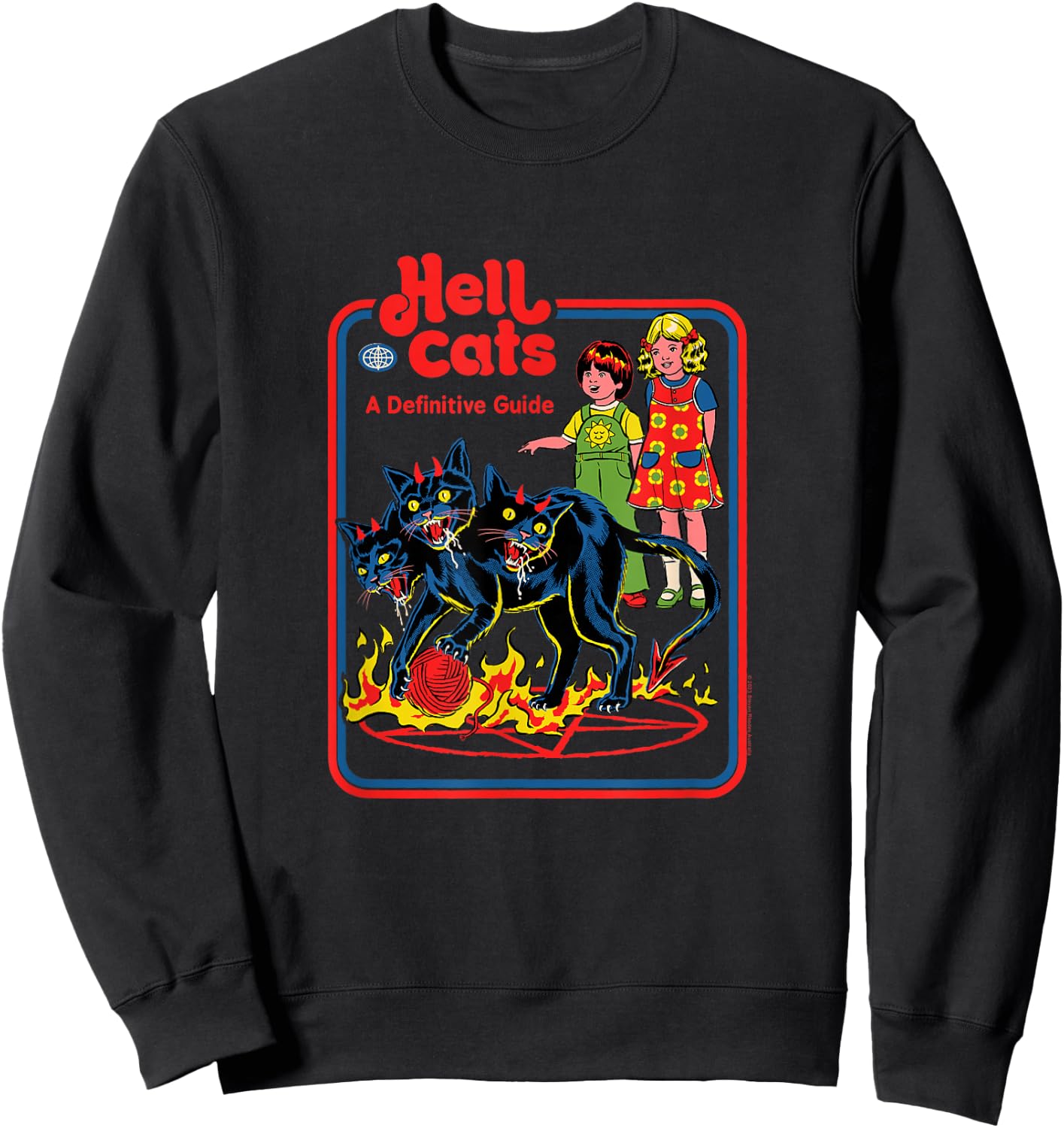 Steven Rhodes Hell Cats: A Definitive Guide Retro Dark Humor Sweatshirt - Sweatshirt | Black