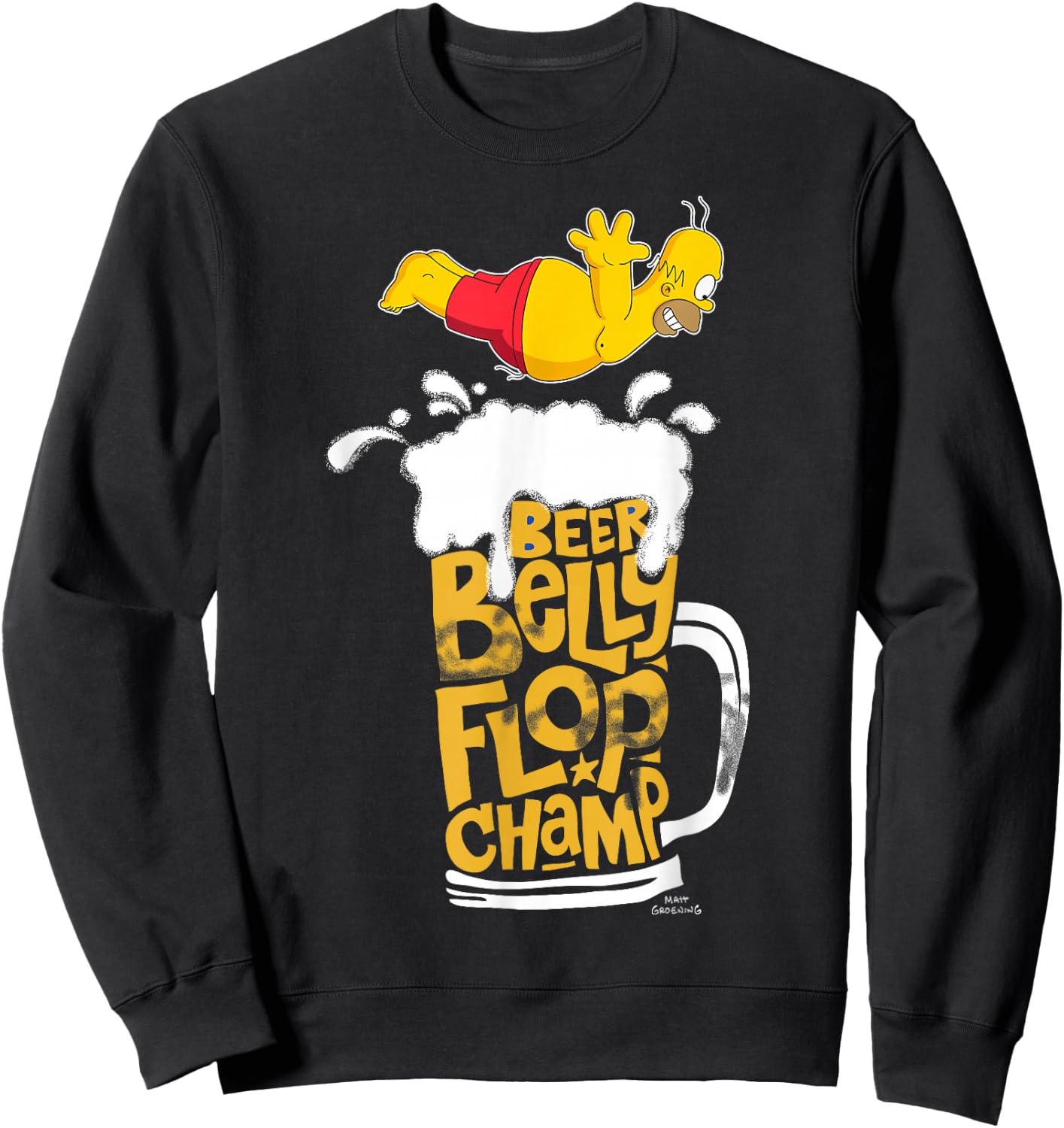 The Simpsons Homer Beer Belly Flop Champ C2 Sweatshirt - Sweatshirt | Black