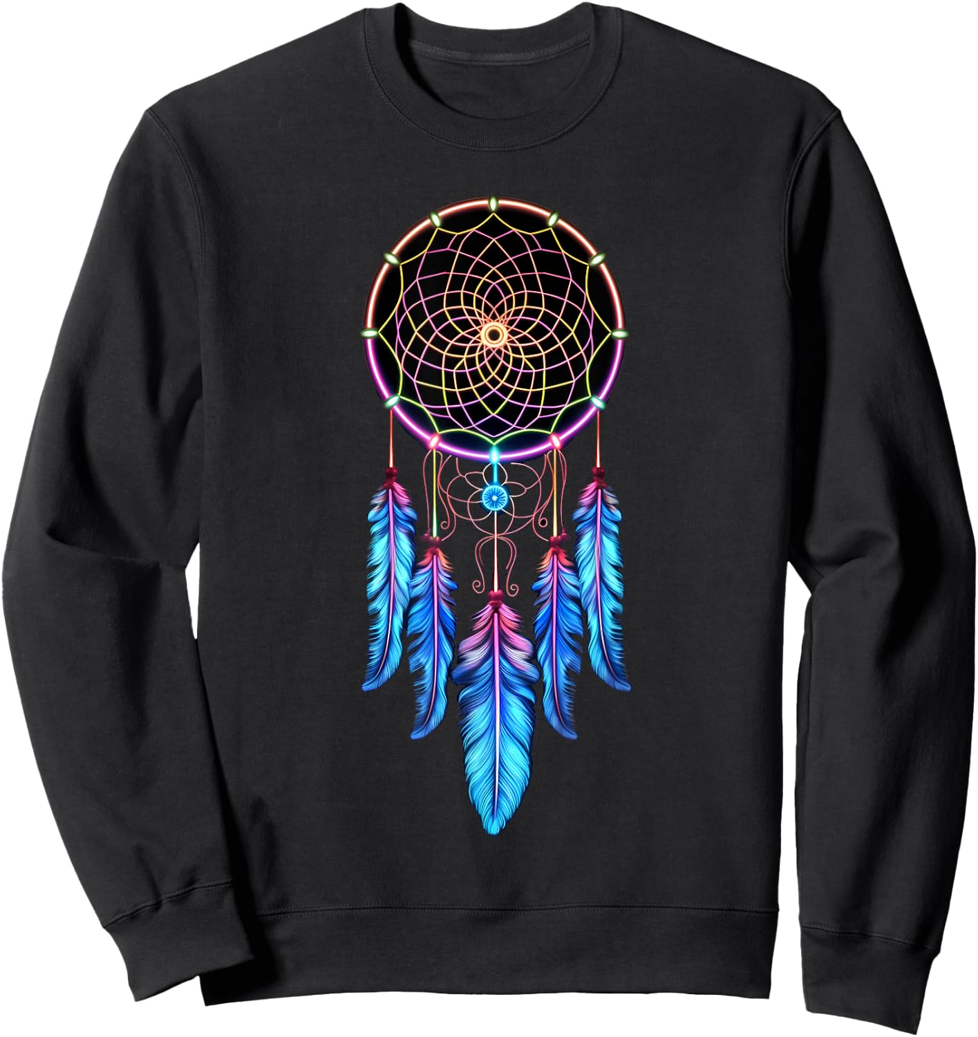 Colorful Dreamcatcher Feathers Tribal Native American Indian Sweatshirt - Sweatshirt | Black