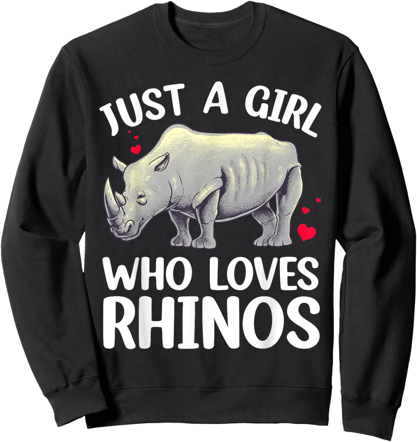 Cool Rhino Art Girls Zoo Rhinoceros Chubby Unicorn Sweatshirt - Sweatshirt | Black