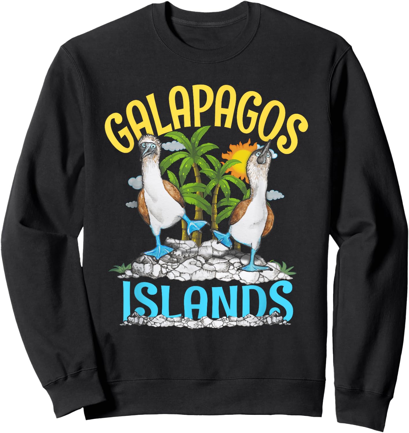 Seabirds Blue-Footed Booby Bird Galapagos Island Animal Sweatshirt - Sweatshirt | Black
