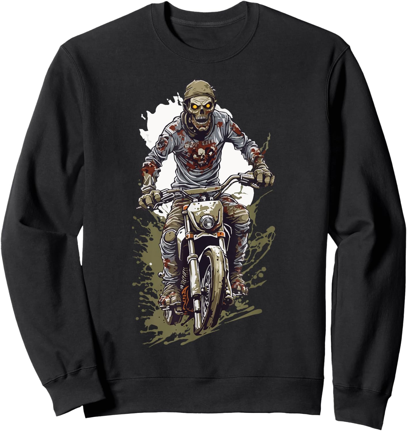 Zombie Motocross Halloween Biker Cool Costume Design Sweatshirt - Sweatshirt | Black