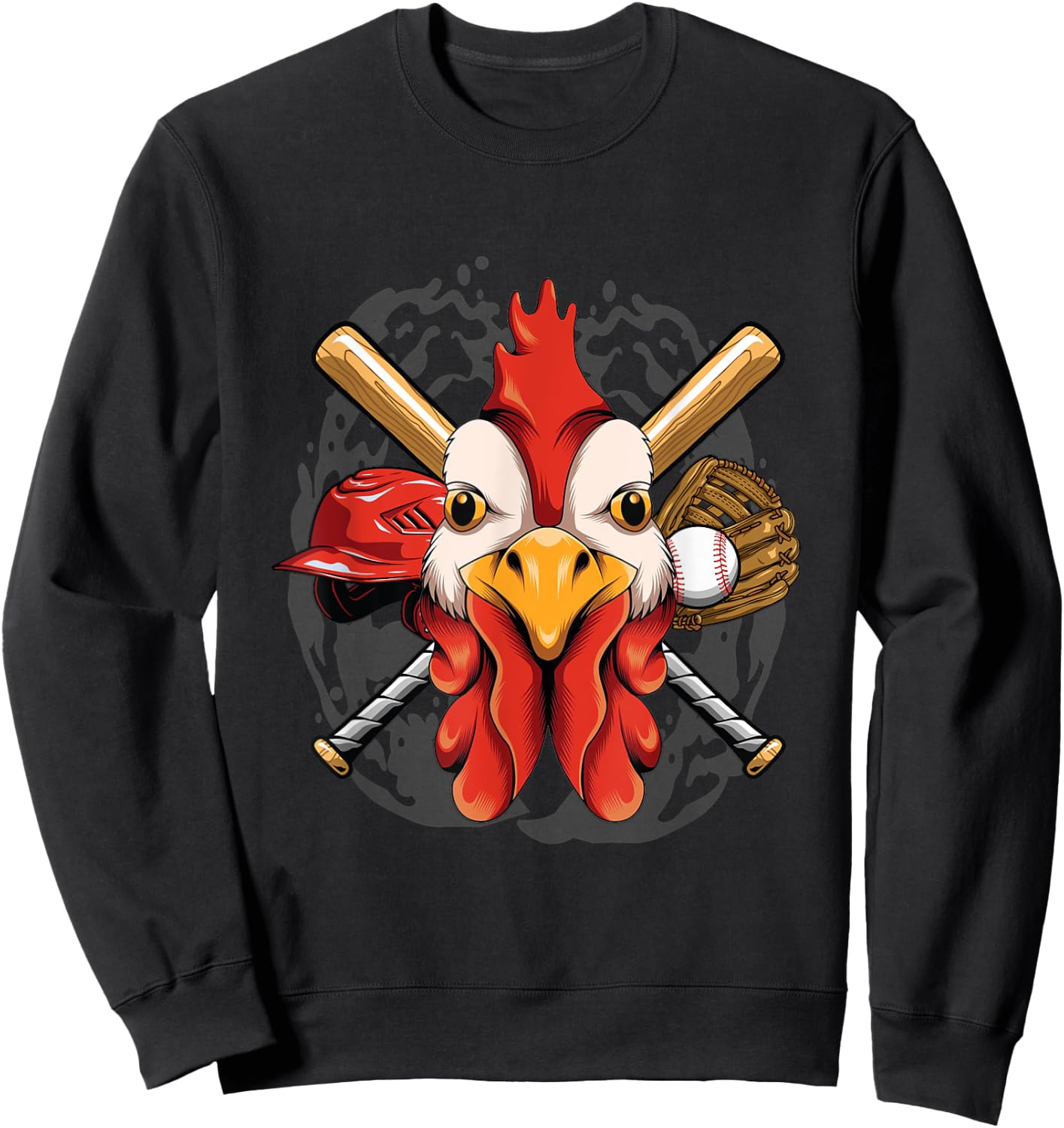 Baseball Player Chicken Pitcher Catcher Baseball Coach Farm Sweatshirt - Sweatshirt | Black