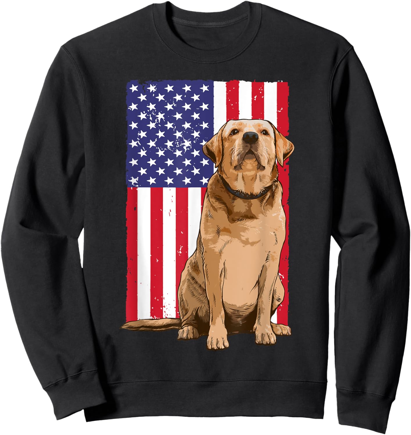Cool Golden Retriever Women Dog US Flag 4th Of July Sweatshirt - Sweatshirt | Black
