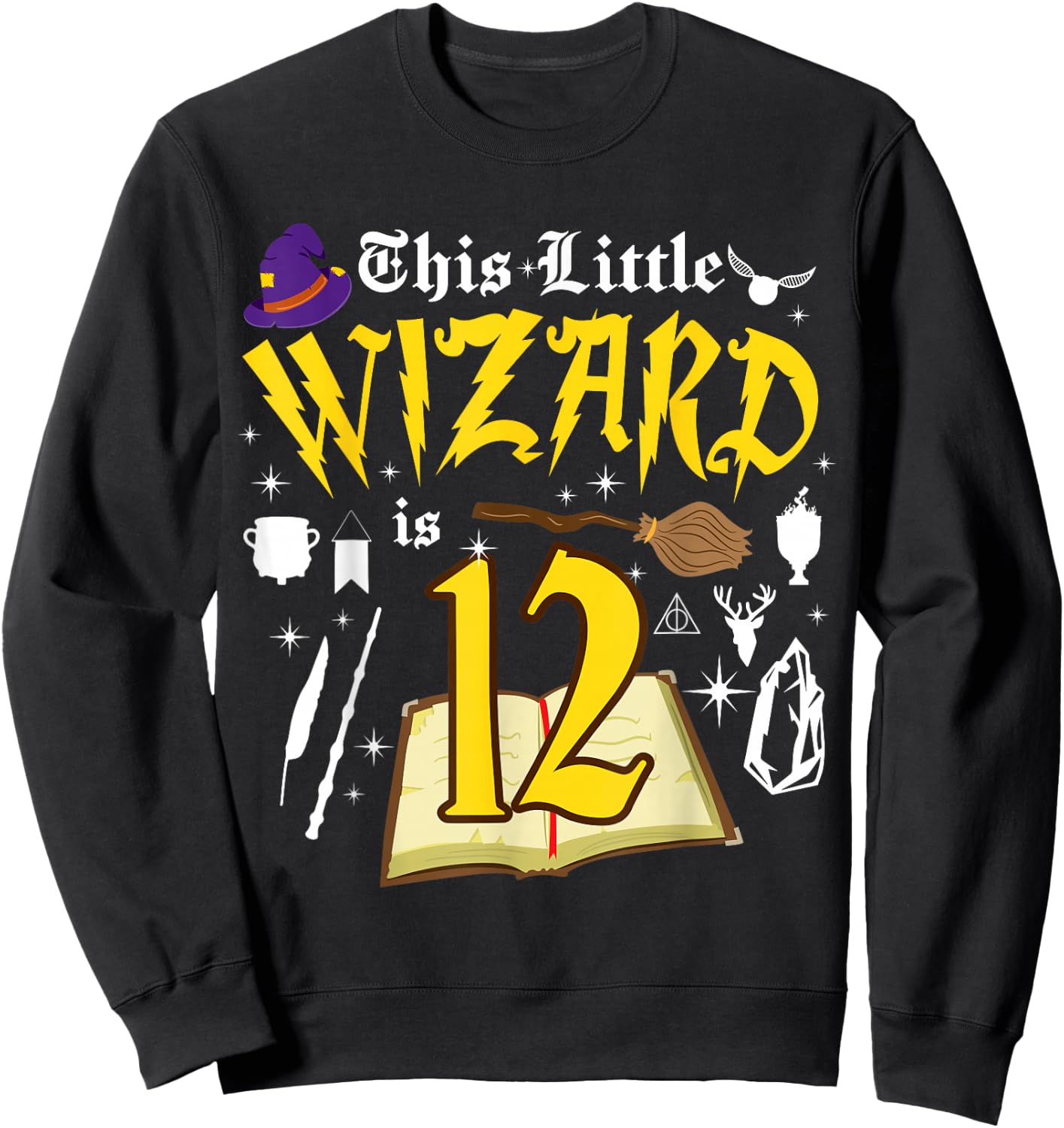 12th Birthday Wizard Magic 12 Year Old Funny B-Day Matching Sweatshirt - Sweatshirt | Black
