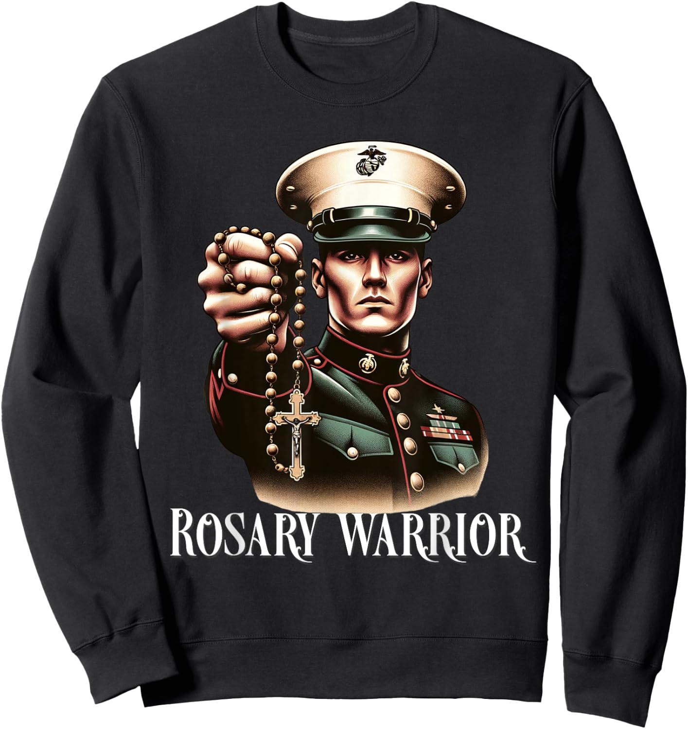 Pray The Rosary Blessed Mother Catholic Sweatshirt - Sweatshirt | Black