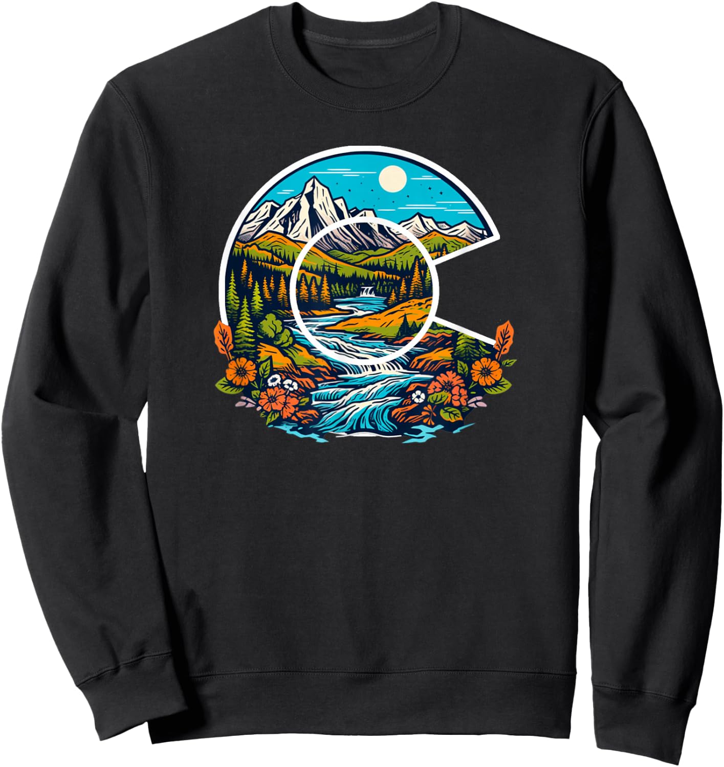 Colorado Outdoor Adventure Colorado Art Sweatshirt - Sweatshirt | Black