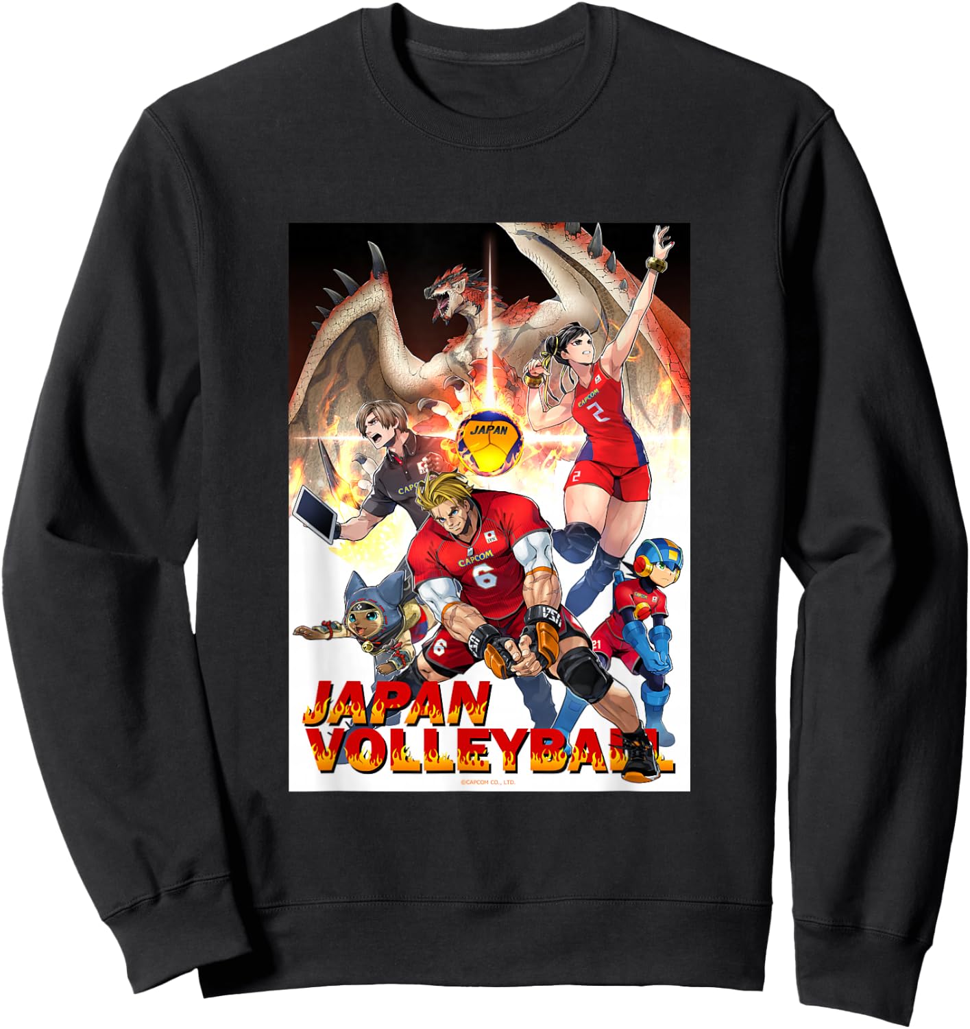 Japan National Volleyball Team x Capcom Collaboration Sweatshirt - Sweatshirt | Black
