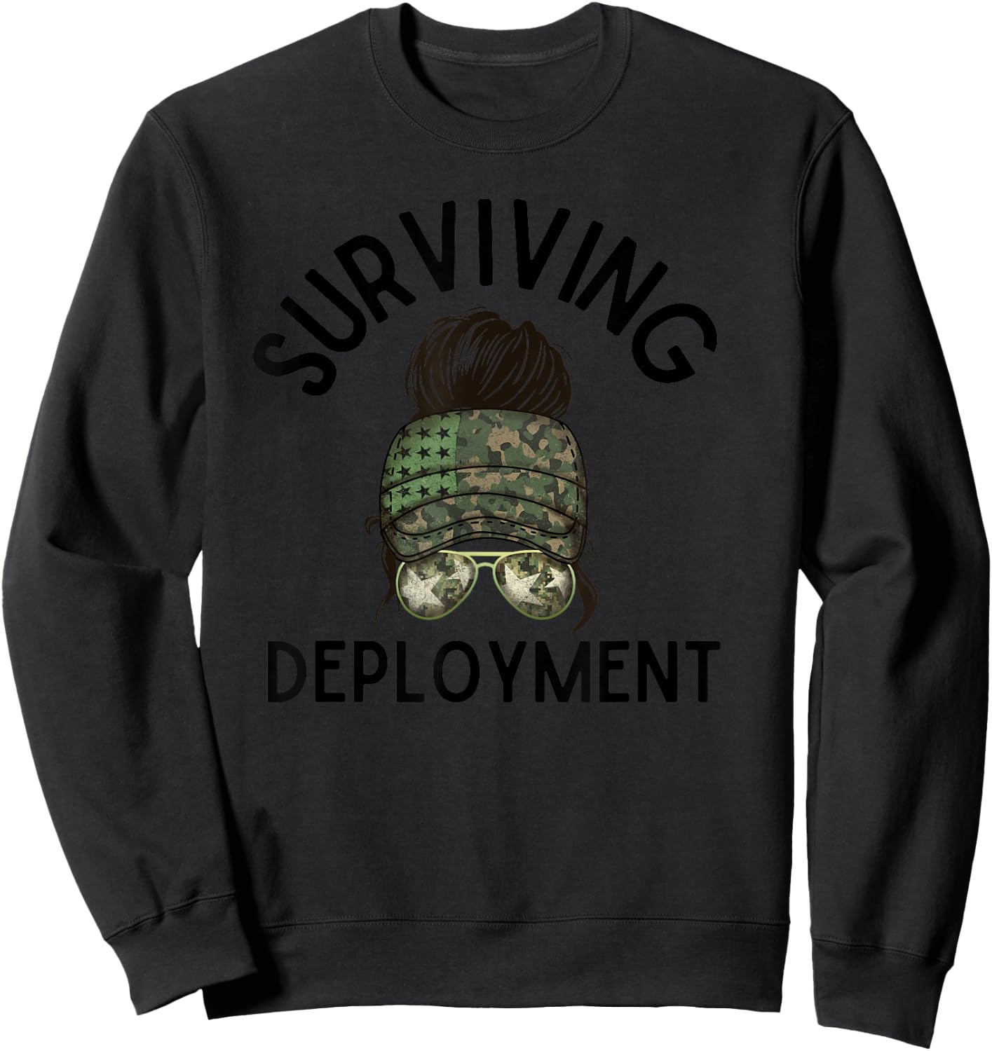 Surviving Deployment-Wife Deployment, Army Wife, Deployed Sweatshirt - Sweatshirt | Black