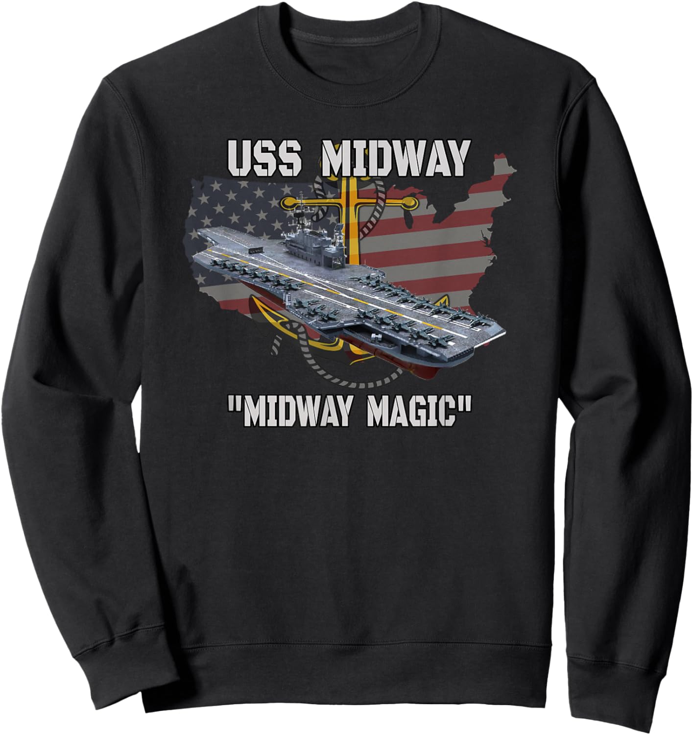 Aircraft Carrier USS Midway CVA-41 CVB-41 Veteran Sailor Dad Sweatshirt - Sweatshirt | Black