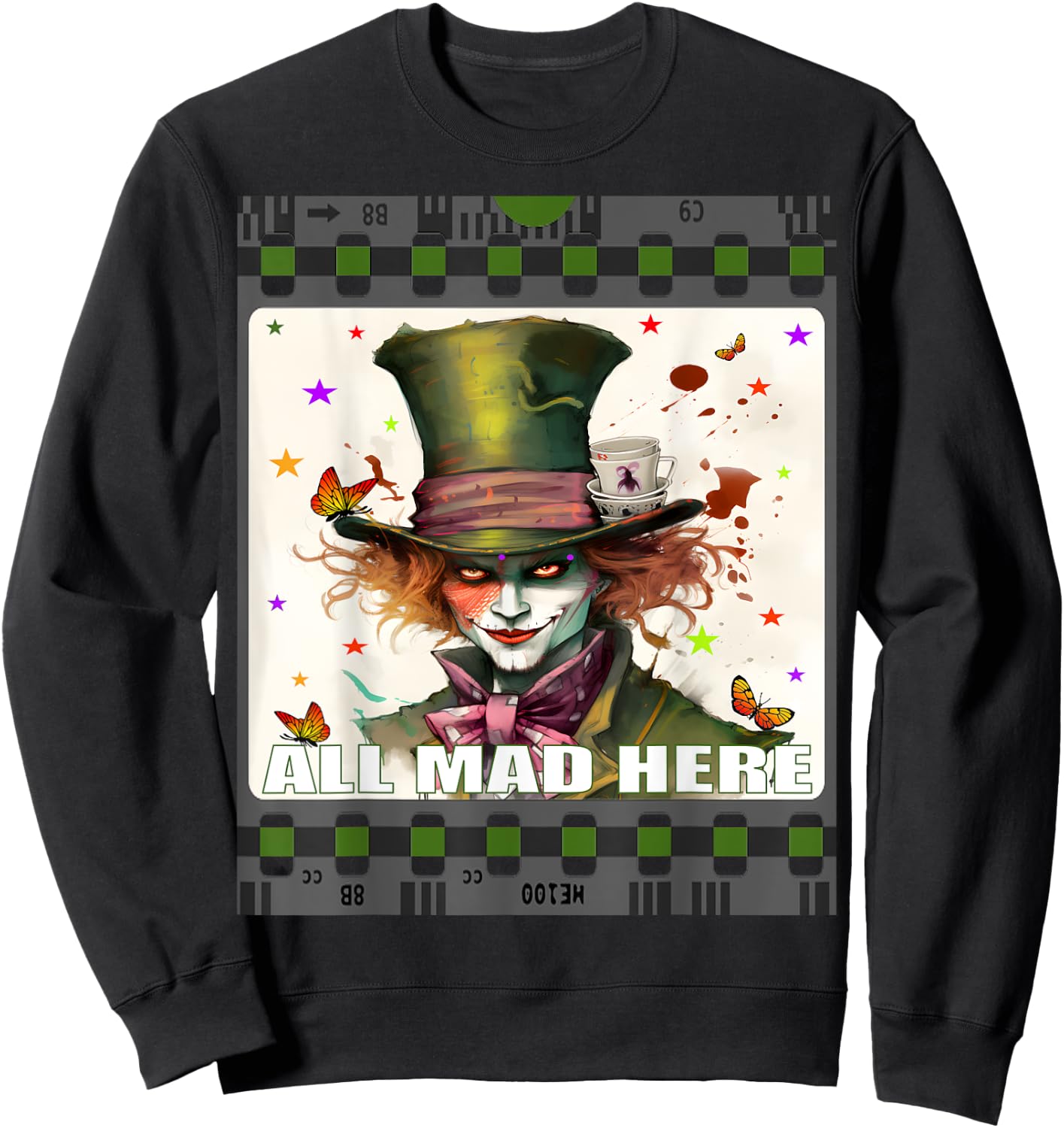 Mad Hatter Men Women Boys Girls Alice in Wonderland Sweatshirt - Sweatshirt | Black